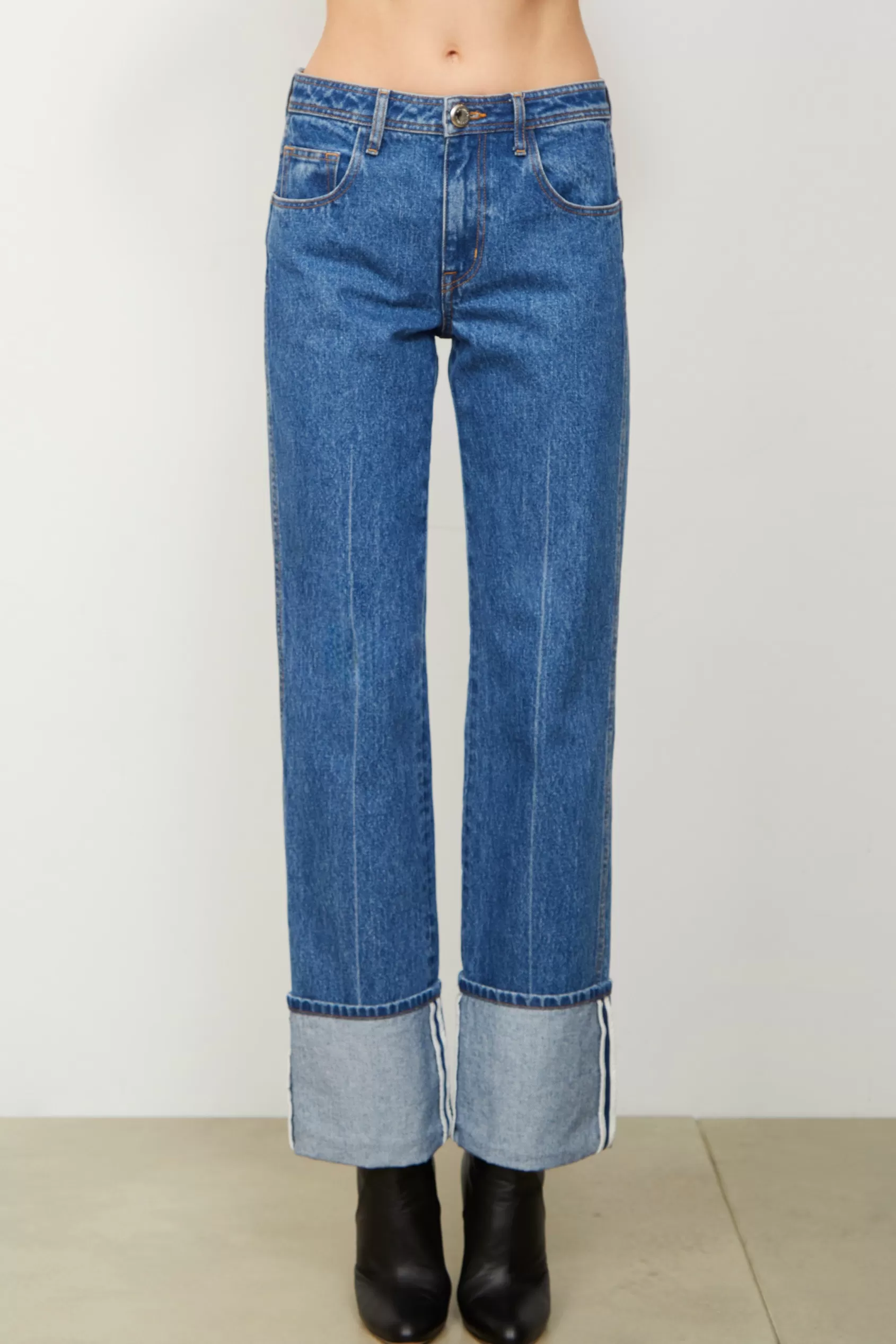 Denim | Bottoms<Brandon Maxwell The Alexa Cuffed Denim In American Blue