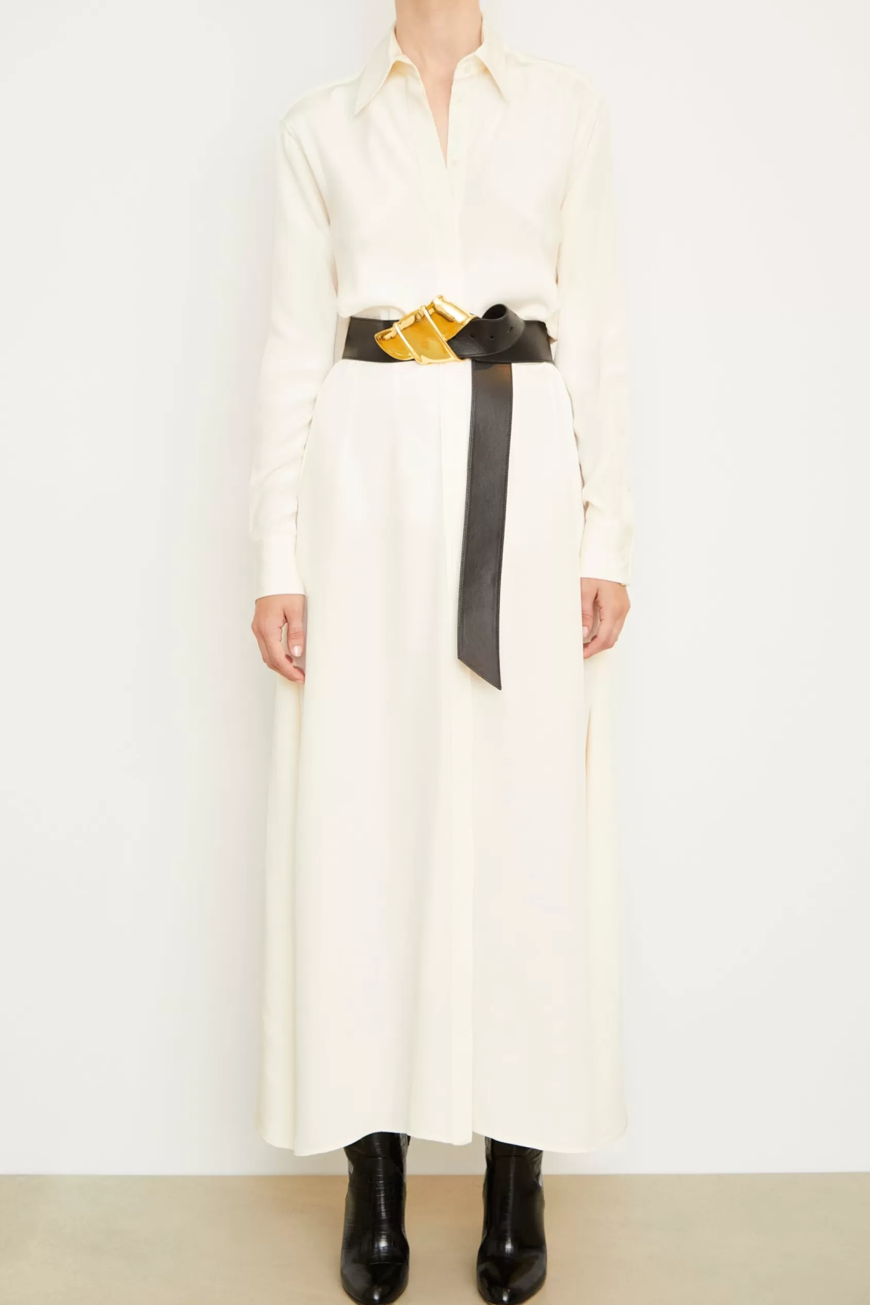 Dresses<Brandon Maxwell The Charlotte Shirt Dress In Ivory
