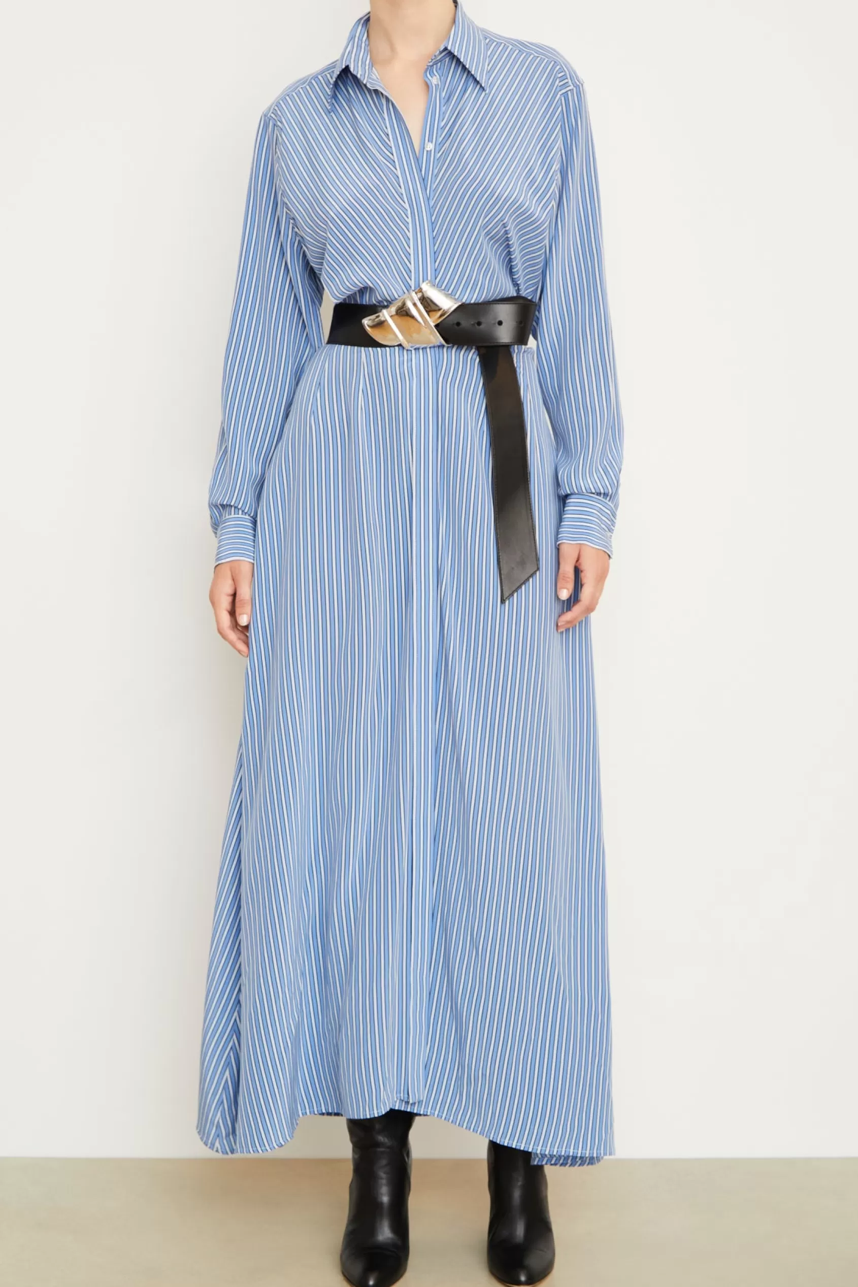 Dresses<Brandon Maxwell The Charlotte Shirtdress In Blue Stripe