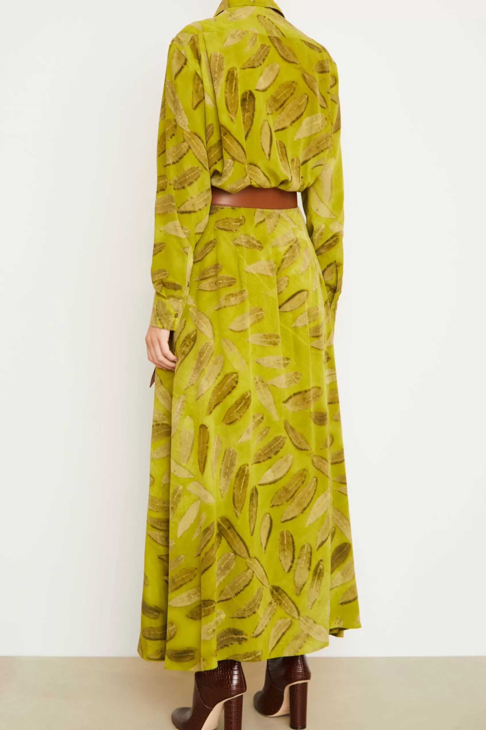 Dresses<Brandon Maxwell The Charlotte Shirtdress In Verdant Leaf