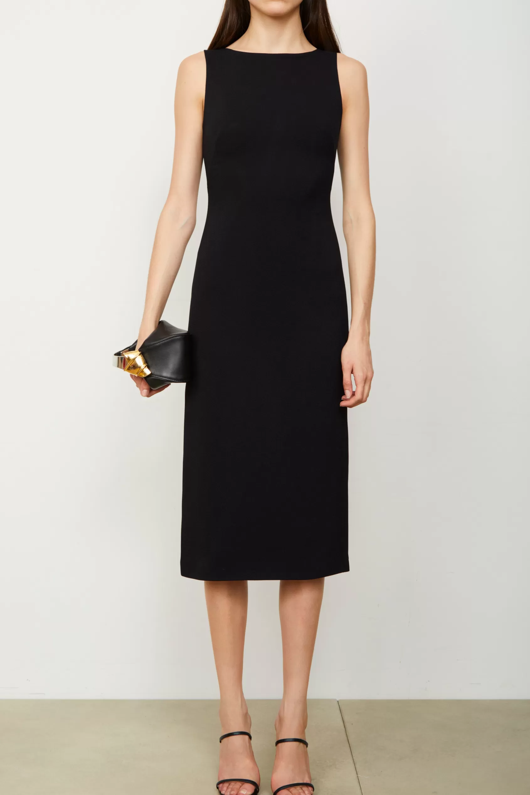 Dresses<Brandon Maxwell The Crew Neck Sheath Dress In Black