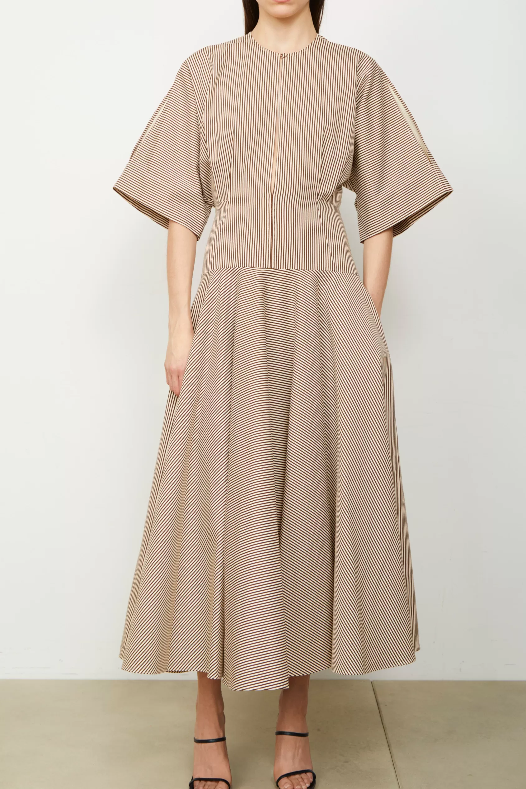 Dresses<Brandon Maxwell The Darcy Dress In Chocolate Stripe