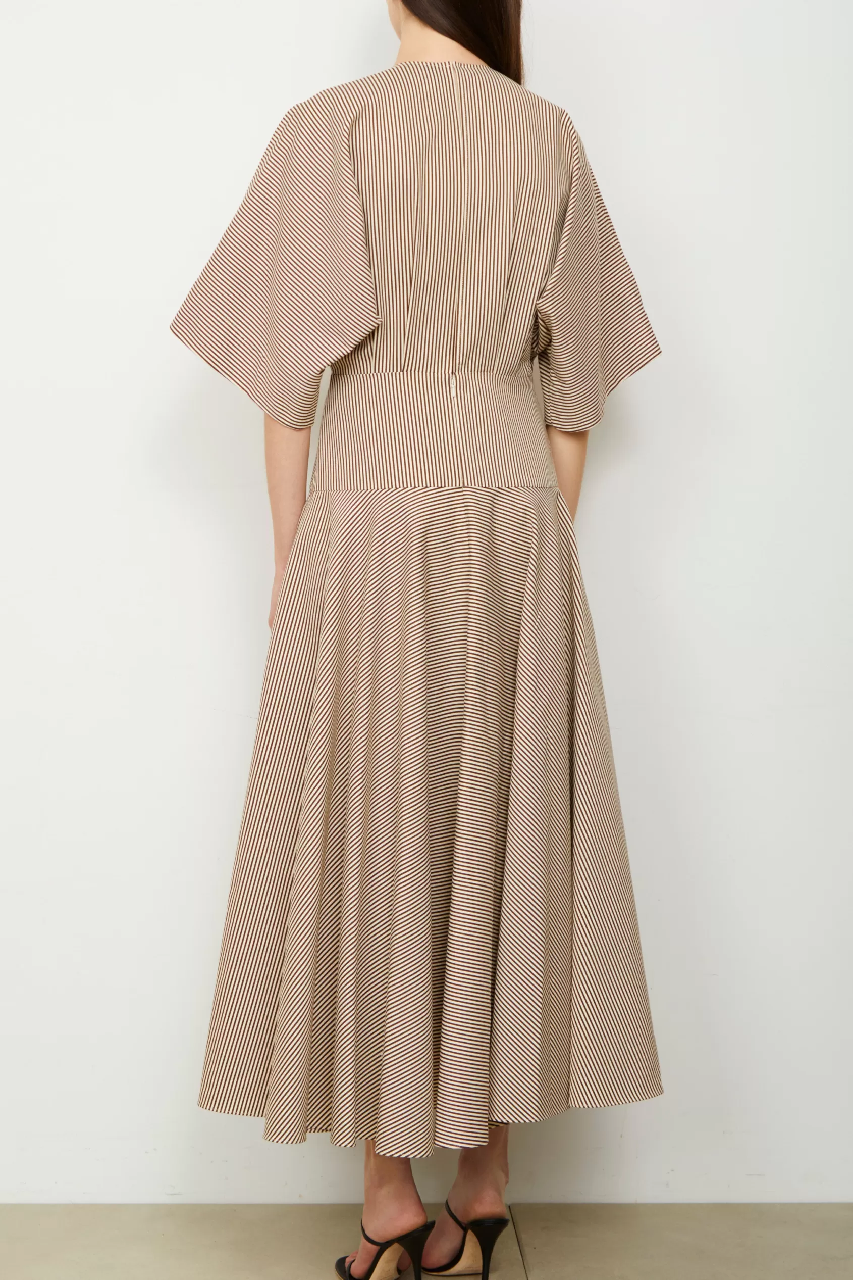 Dresses<Brandon Maxwell The Darcy Dress In Chocolate Stripe