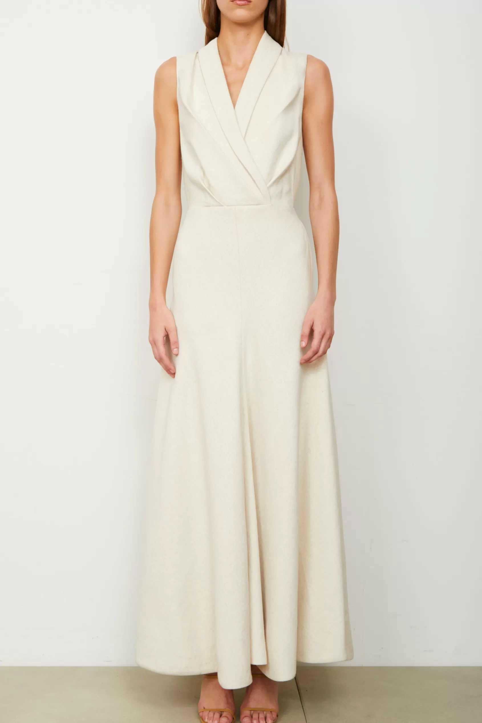 Dresses<Brandon Maxwell The Emelie Wrap Dress In Oatmeal