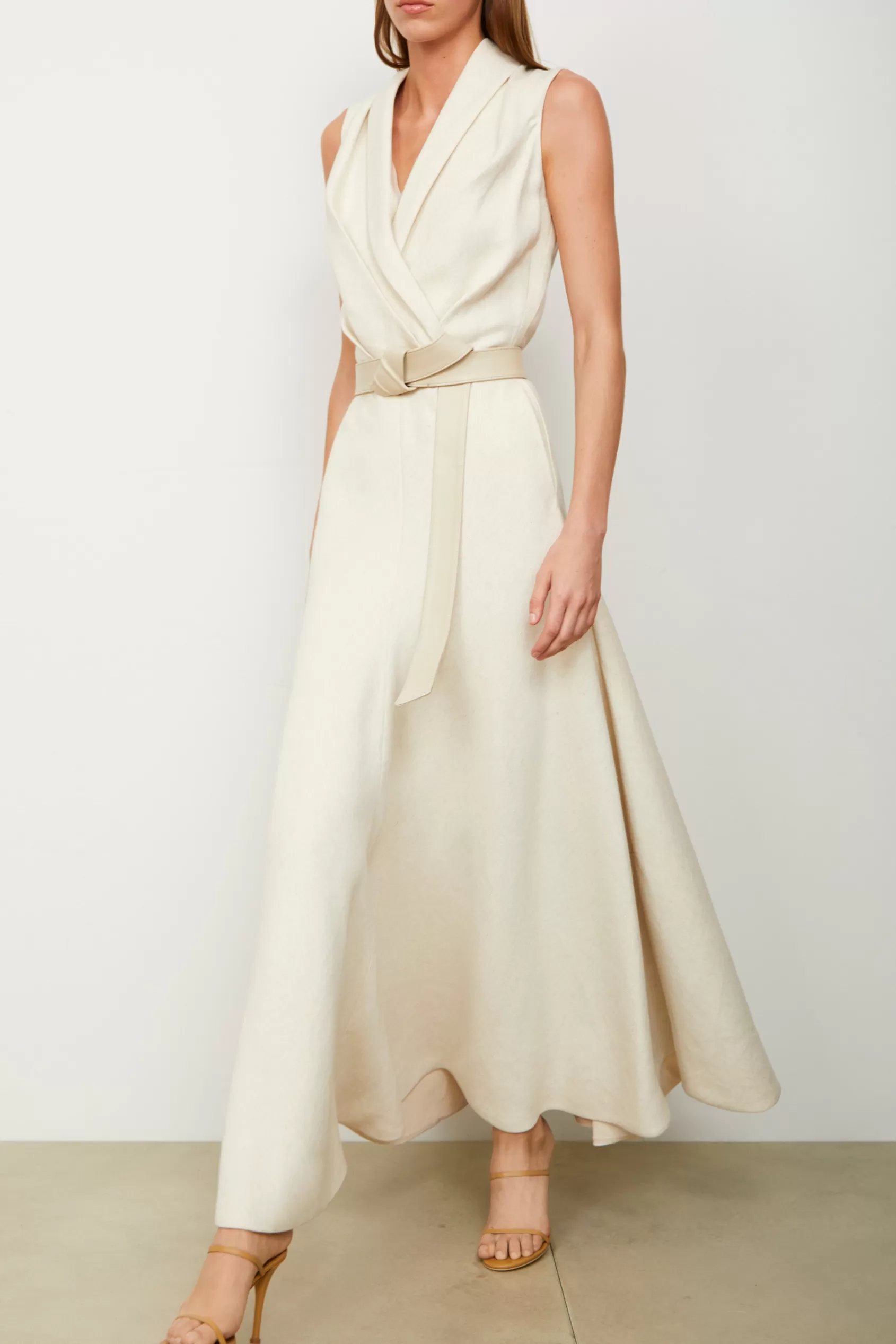 Dresses<Brandon Maxwell The Emelie Wrap Dress In Oatmeal