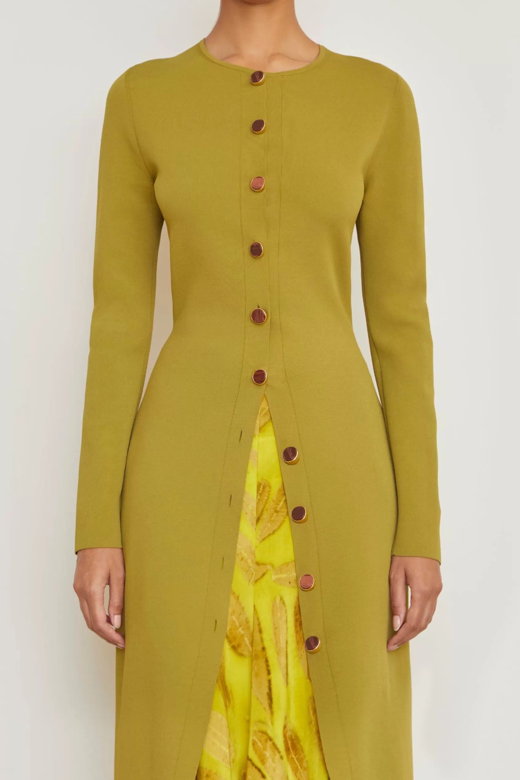 Knitwear<Brandon Maxwell The Emm Crew Neck Long Sleeve Cardigan Dress In Green