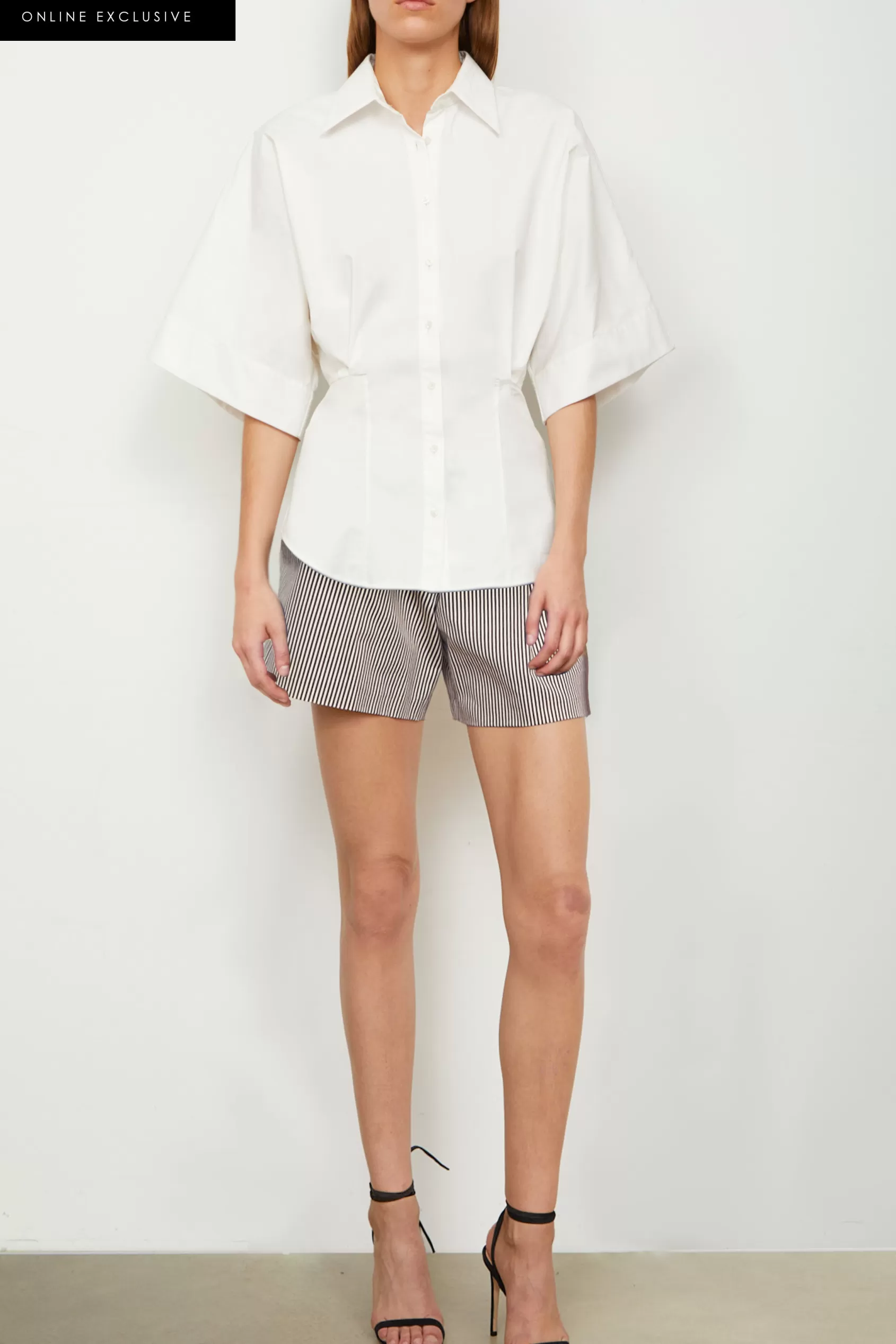 Bottoms<Brandon Maxwell The Essie Pleated Short In Navy Stripe