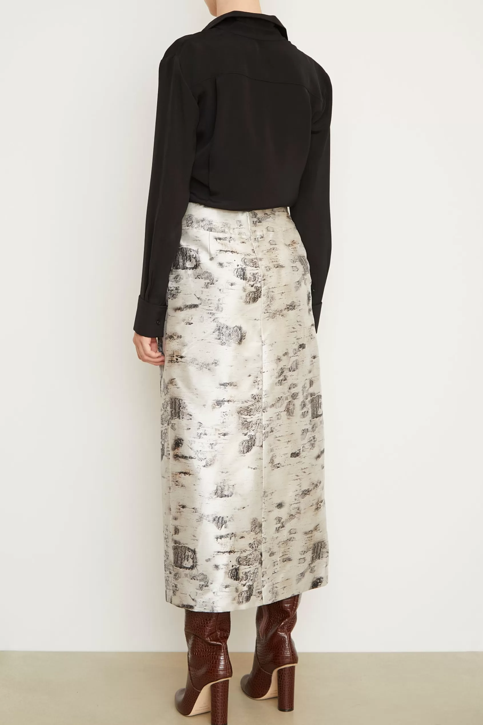 Bottoms<Brandon Maxwell The Evelyn Wrap Skirt In Birch Silk Mikado