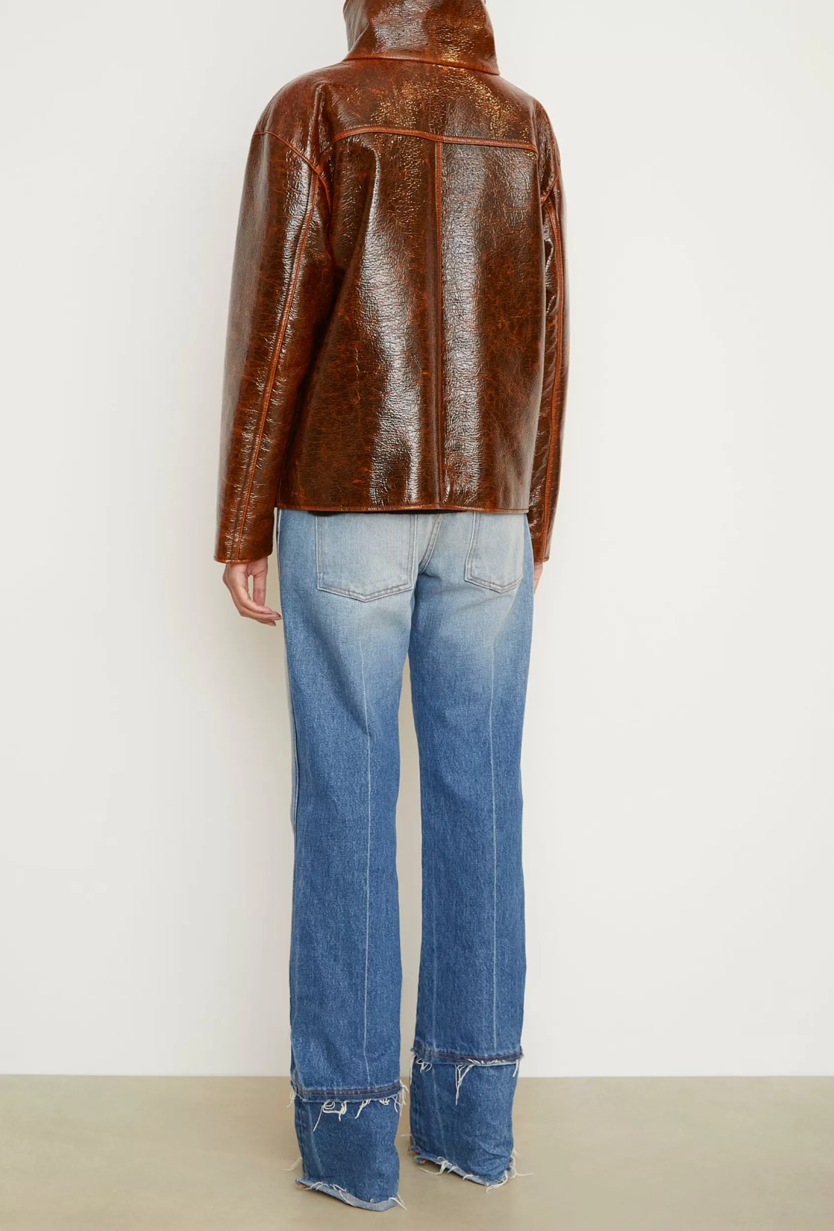 Jackets & Coats<Brandon Maxwell The Everett Barn Jacket In Mahogany Glaze Lacquered Wool