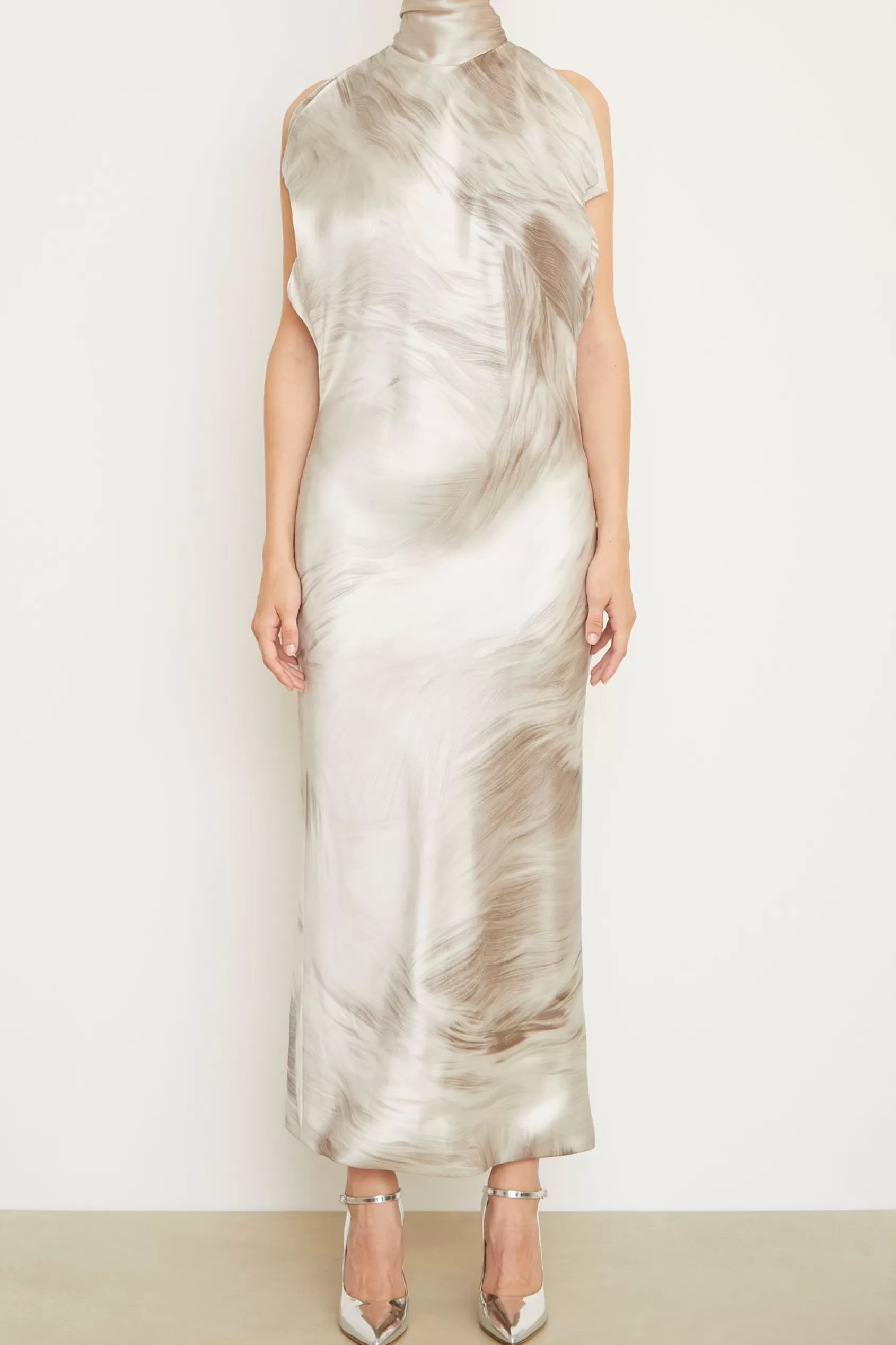 Dresses<Brandon Maxwell The Evie Sleeveless Midi Shift Dress In Striations