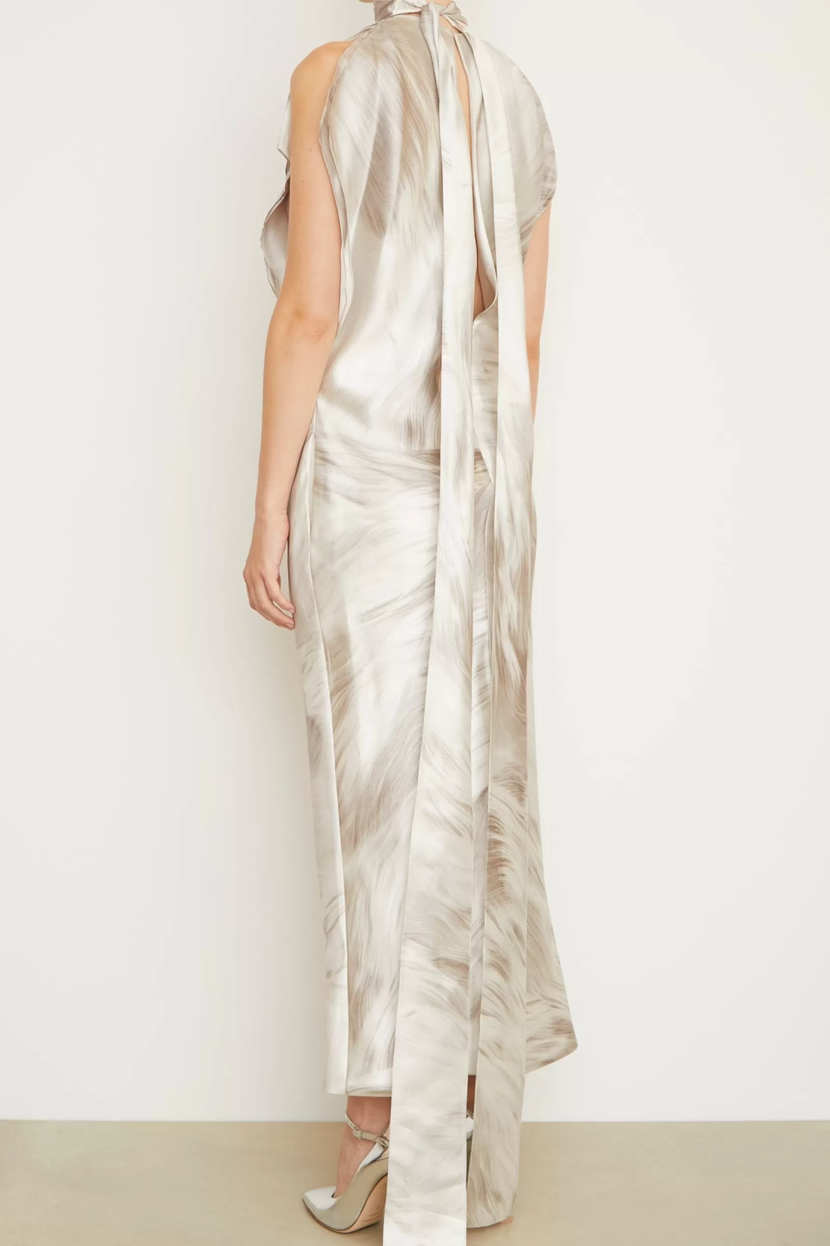 Dresses<Brandon Maxwell The Evie Sleeveless Midi Shift Dress In Striations