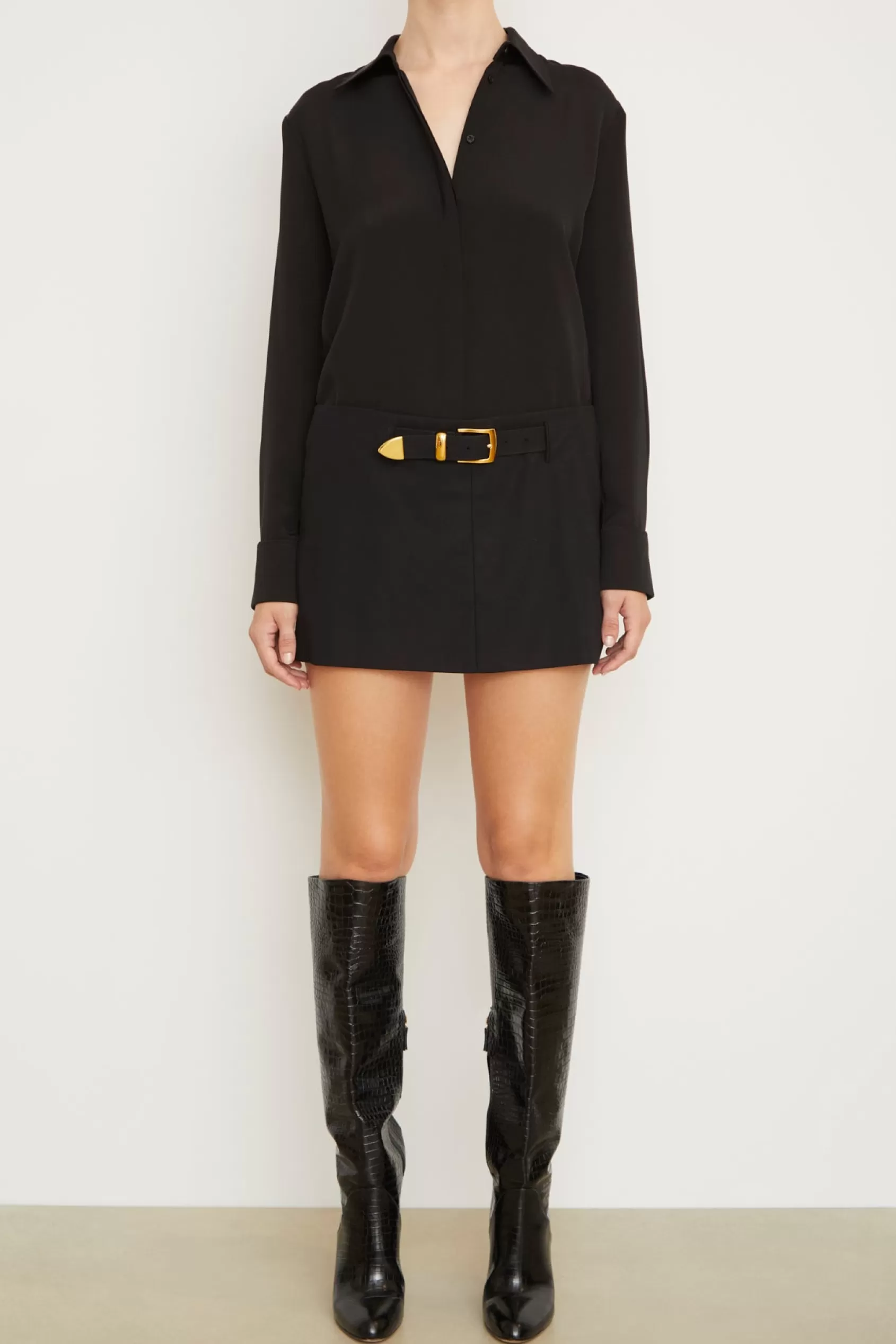 Bottoms<Brandon Maxwell The Gabriella Mini Skirt With Belt In Midnight