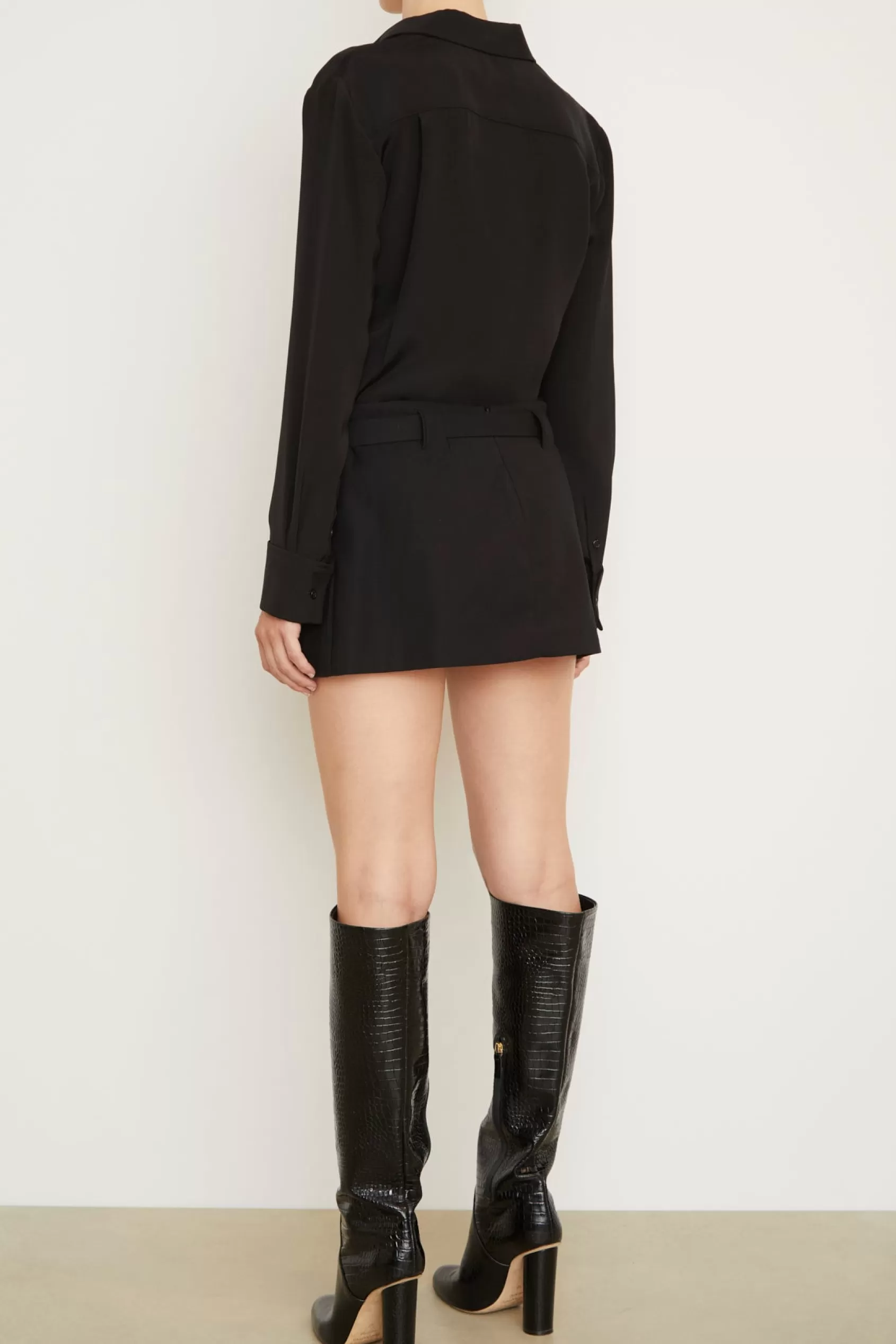 Bottoms<Brandon Maxwell The Gabriella Mini Skirt With Belt In Midnight