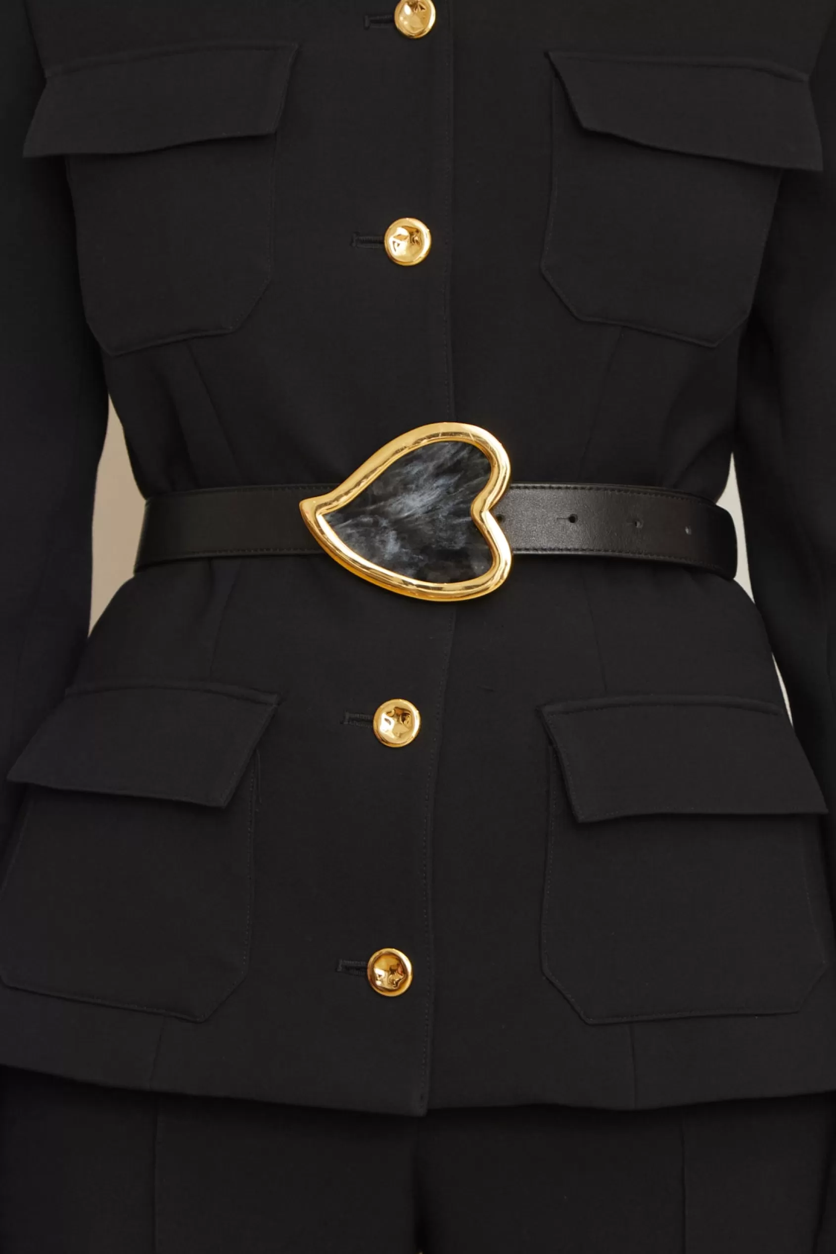 Belts<Brandon Maxwell The Heart Belt In Black Nappa Leather