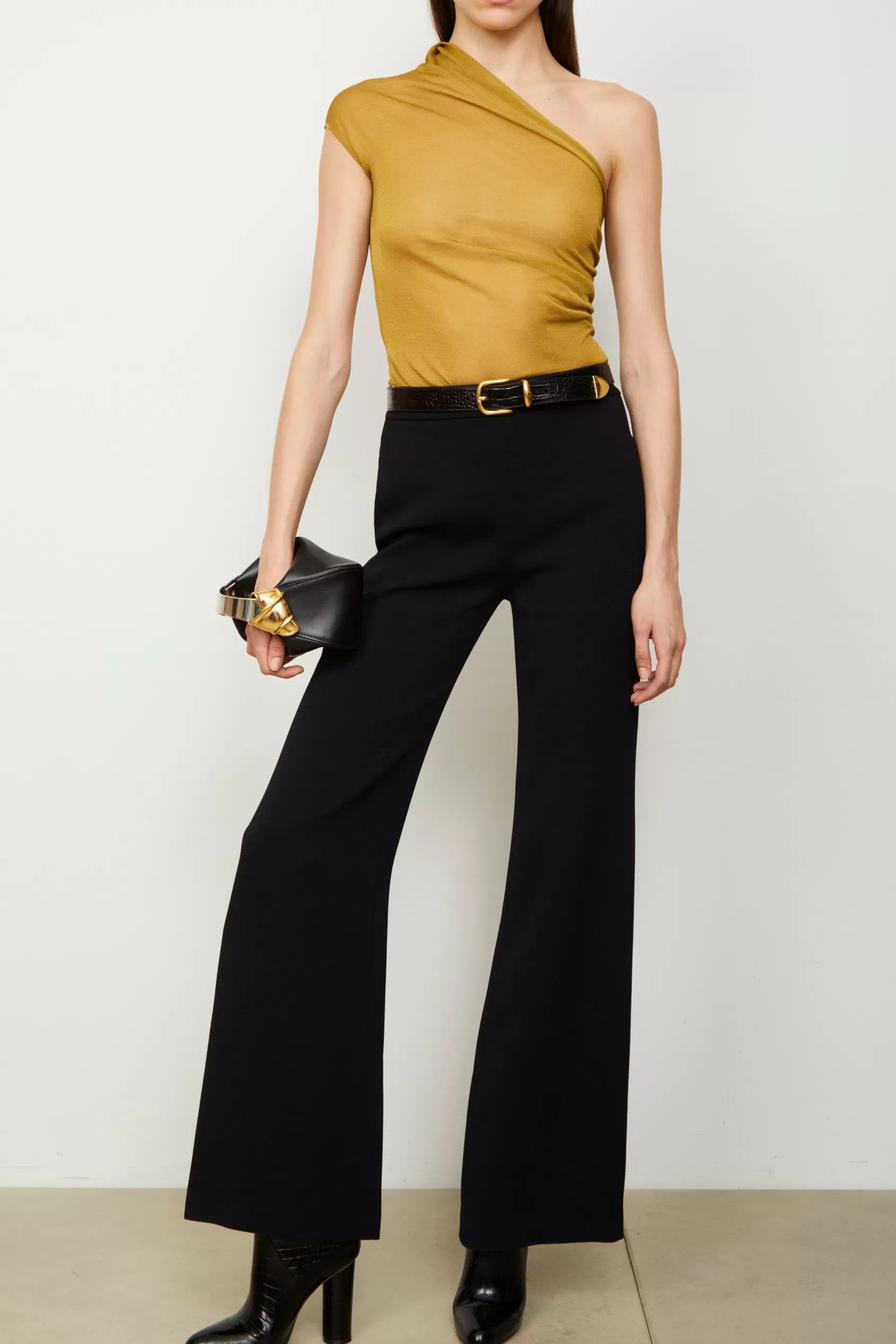 Bottoms<Brandon Maxwell The High Waisted Wide Leg Trouser In Black