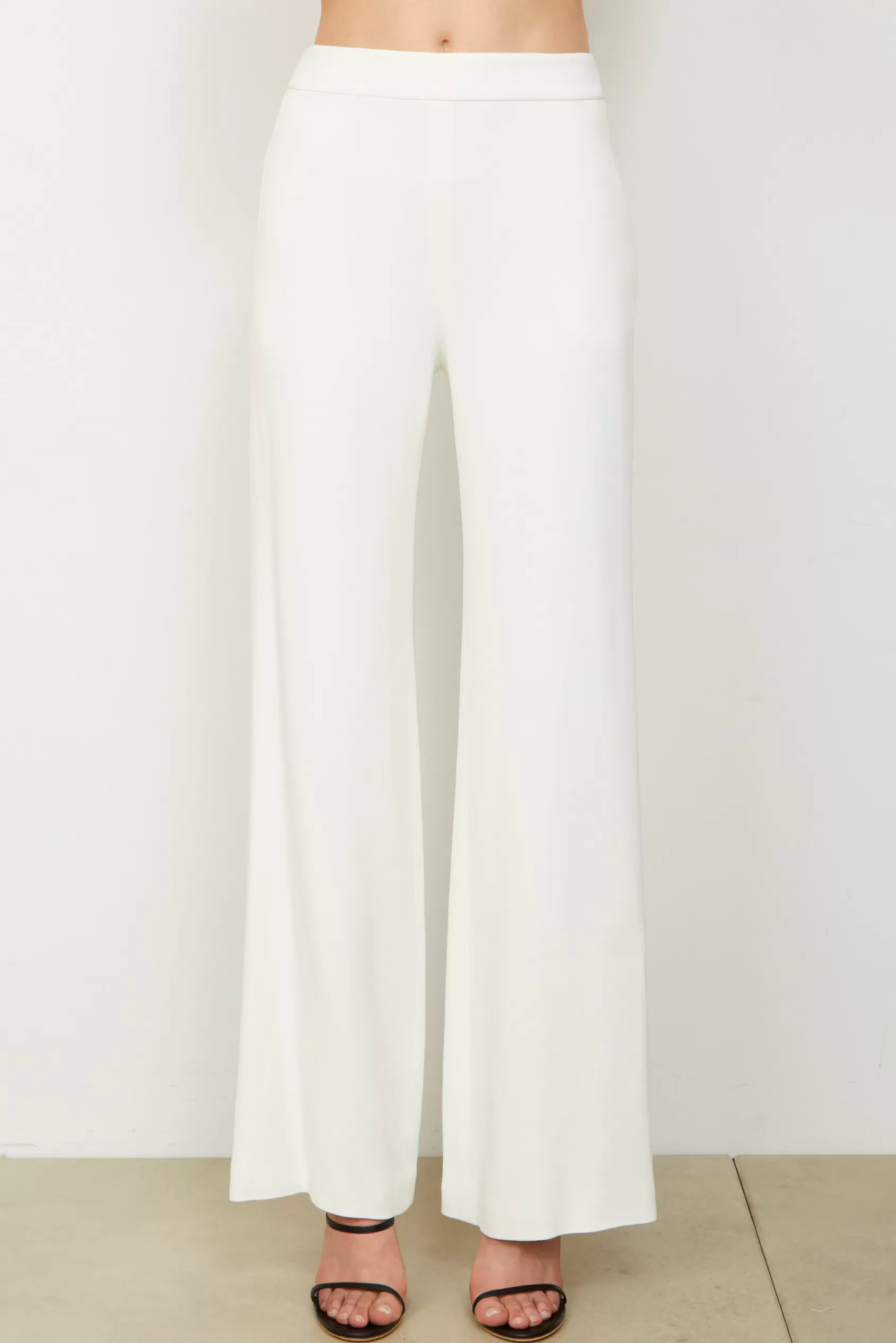 Bottoms<Brandon Maxwell The High Waisted Wide Leg Trouser In White