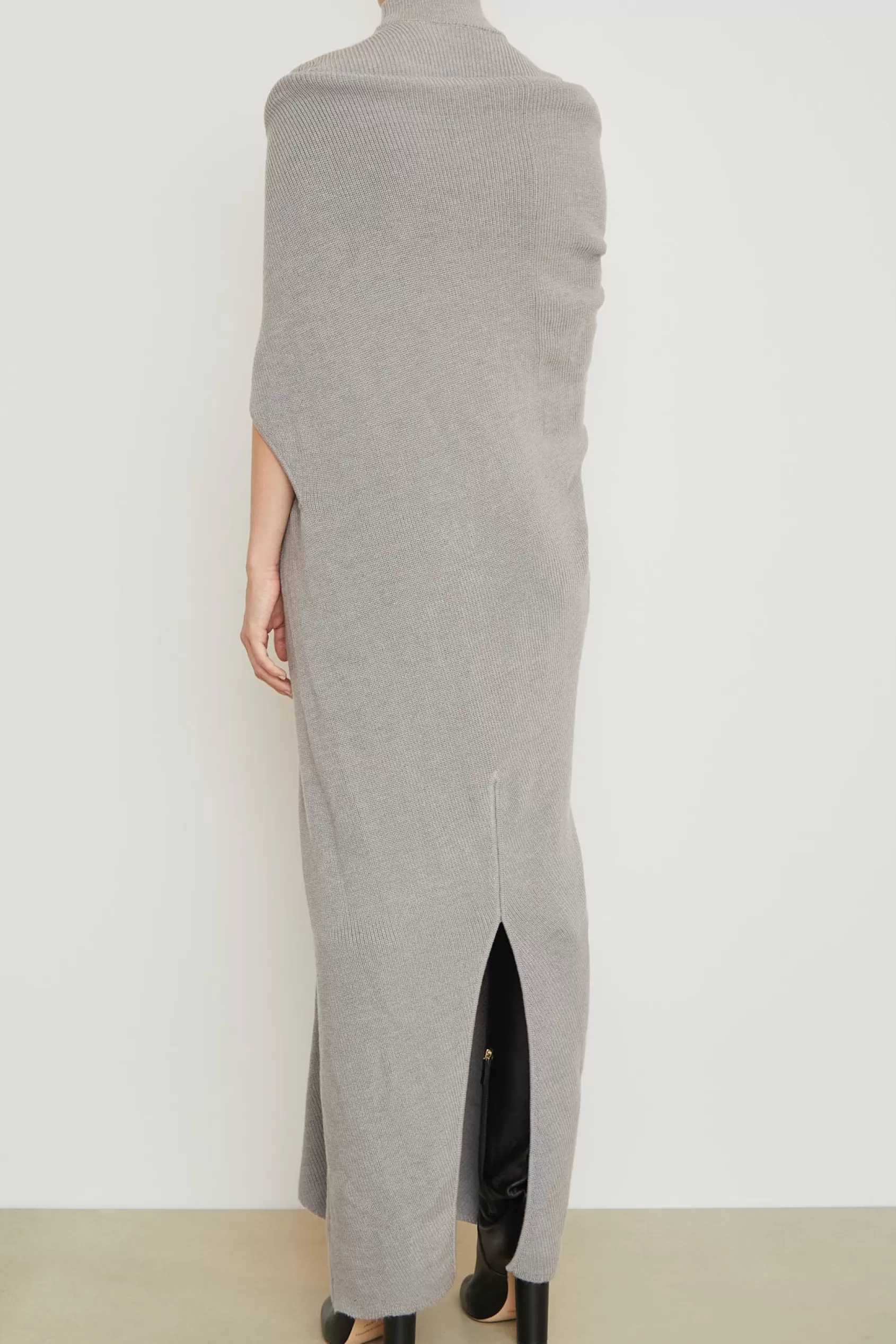 Knitwear<Brandon Maxwell The Holden Turtleneck Draped Dress In Light Grey