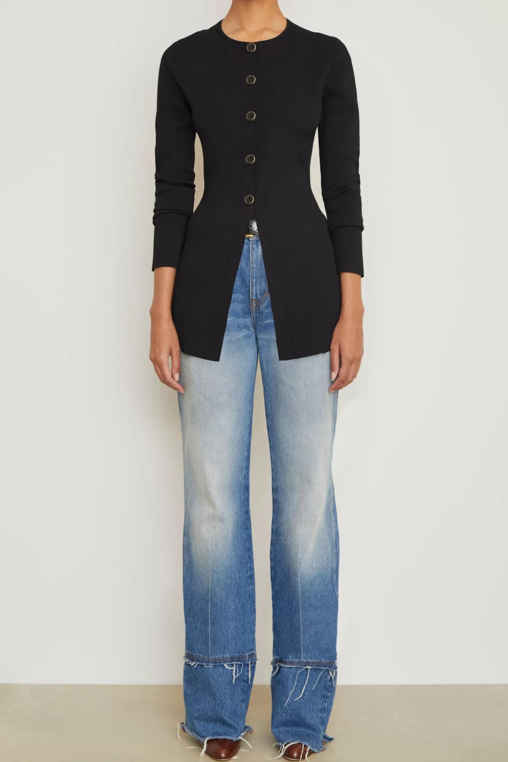 Knitwear<Brandon Maxwell The Holly Double Jersey Cardigan In Black