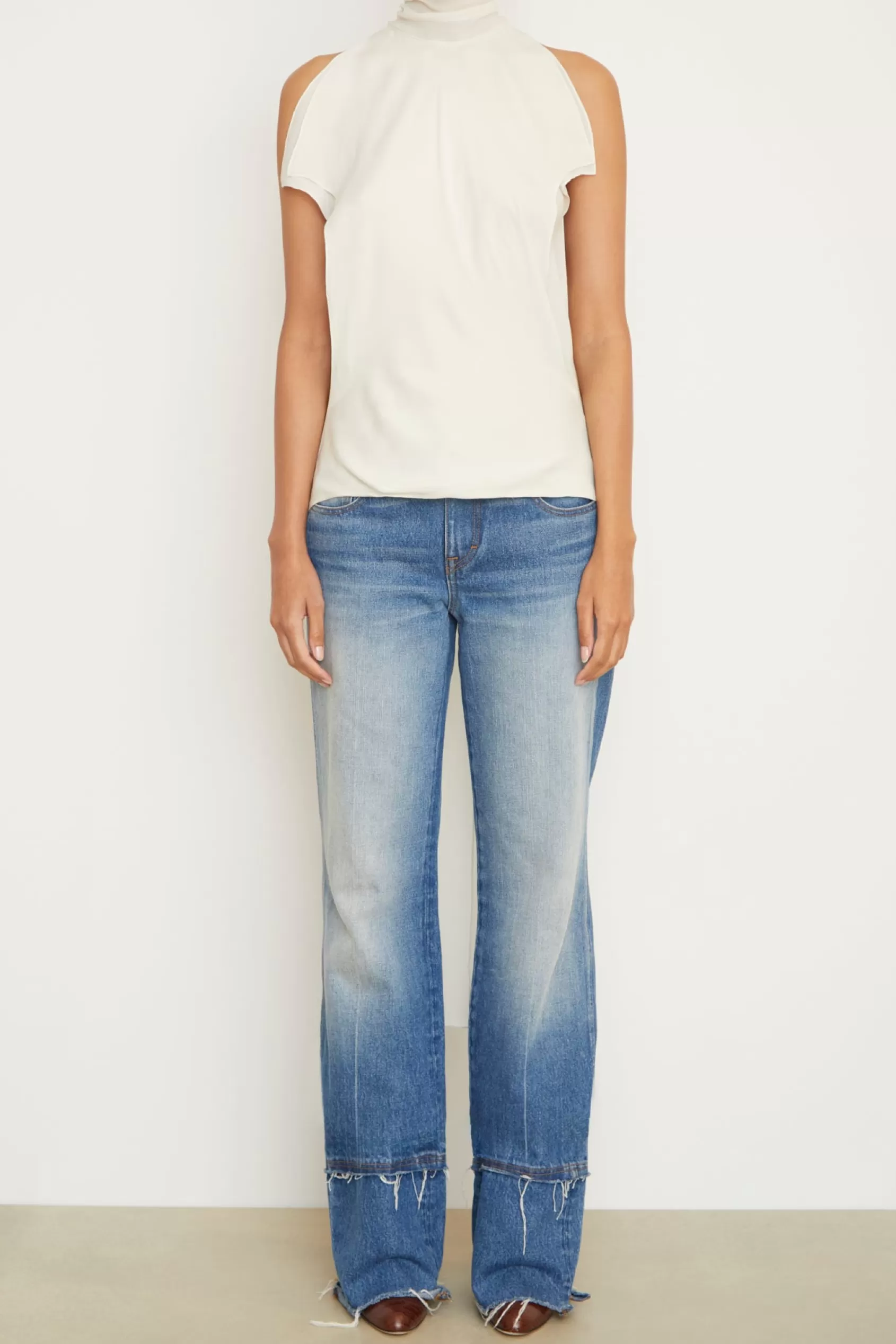 Tops<Brandon Maxwell The Ilana Layered Sleeveless Top In Ivory