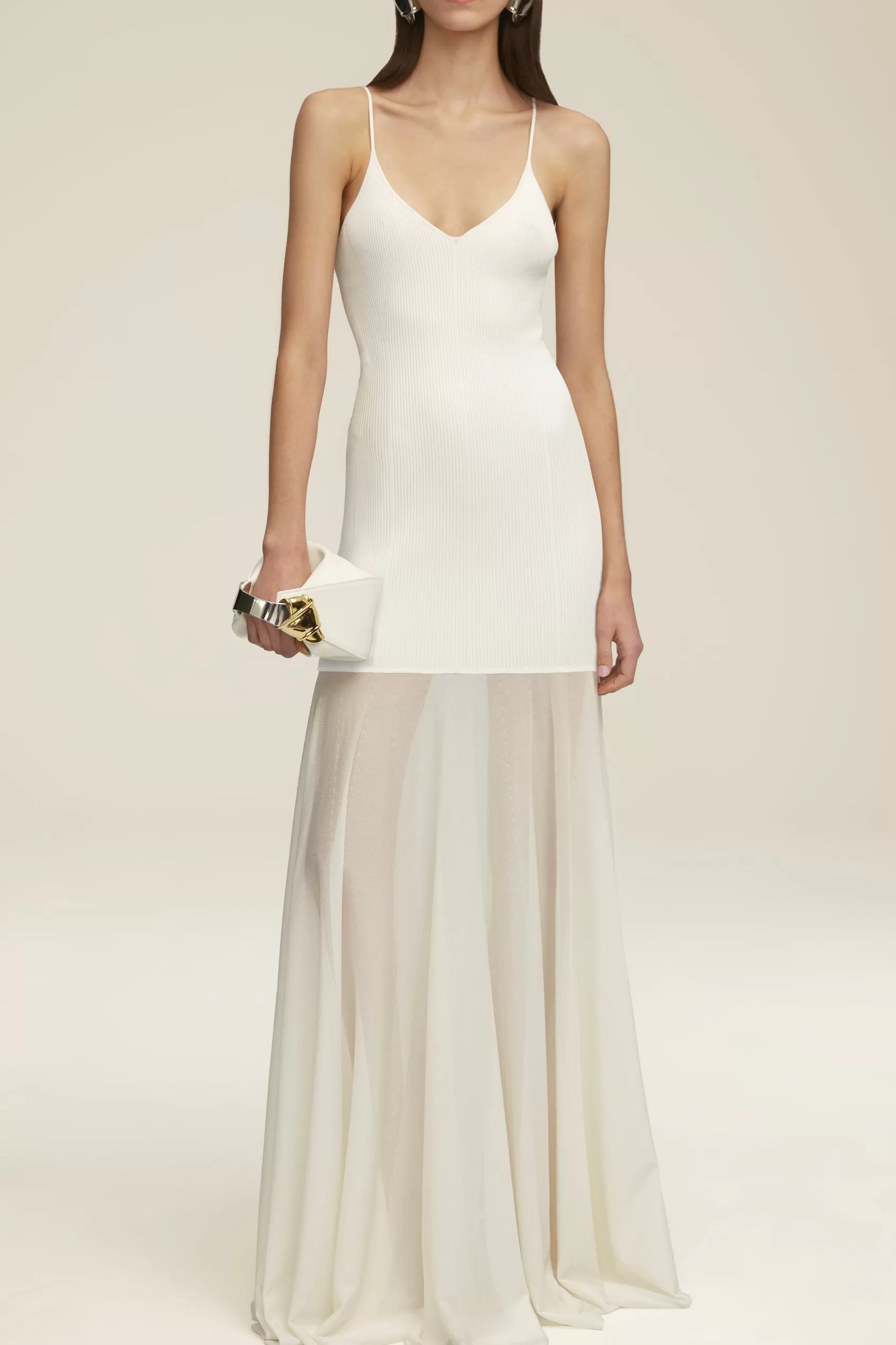 Dresses<Brandon Maxwell The Katya Ribbed Knit Dress In Ivory