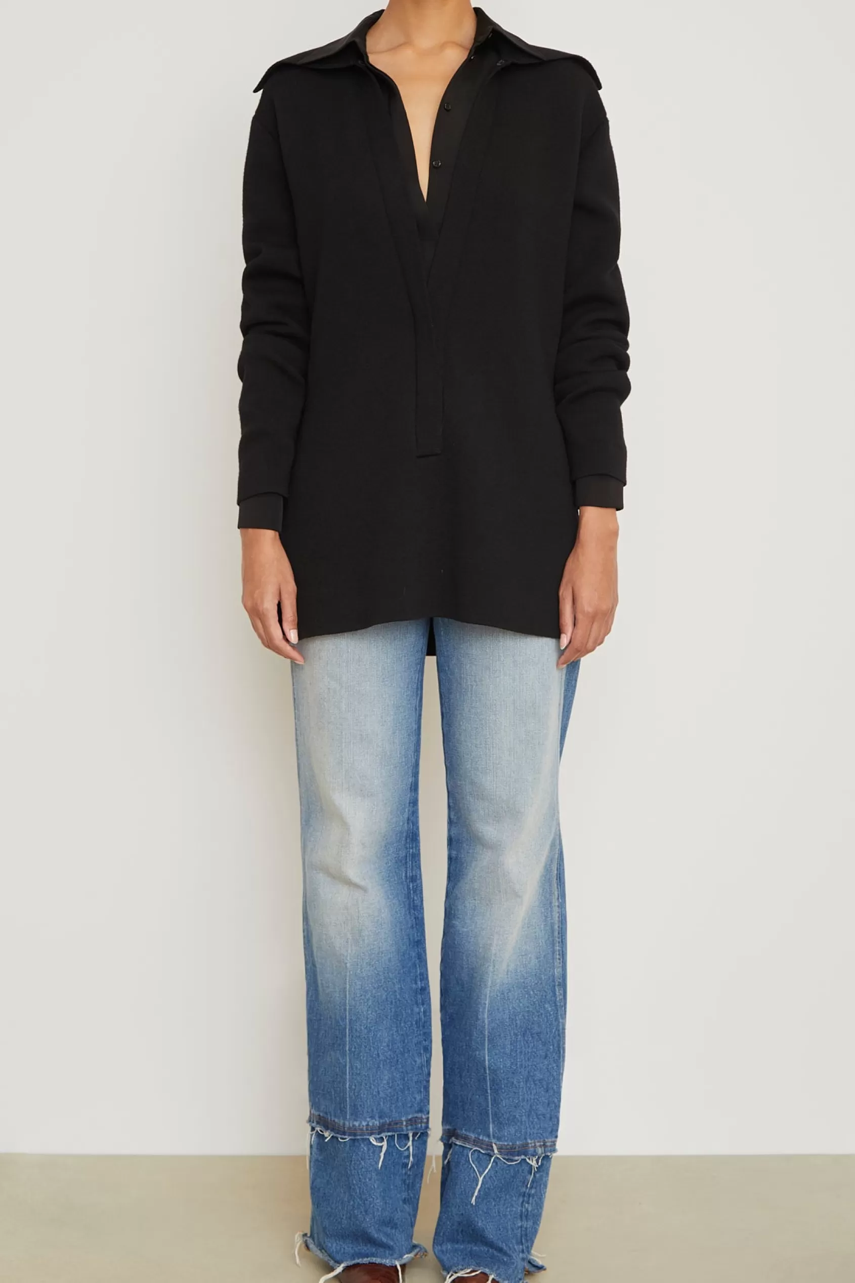 Knitwear<Brandon Maxwell The Luma Polo Top In Black