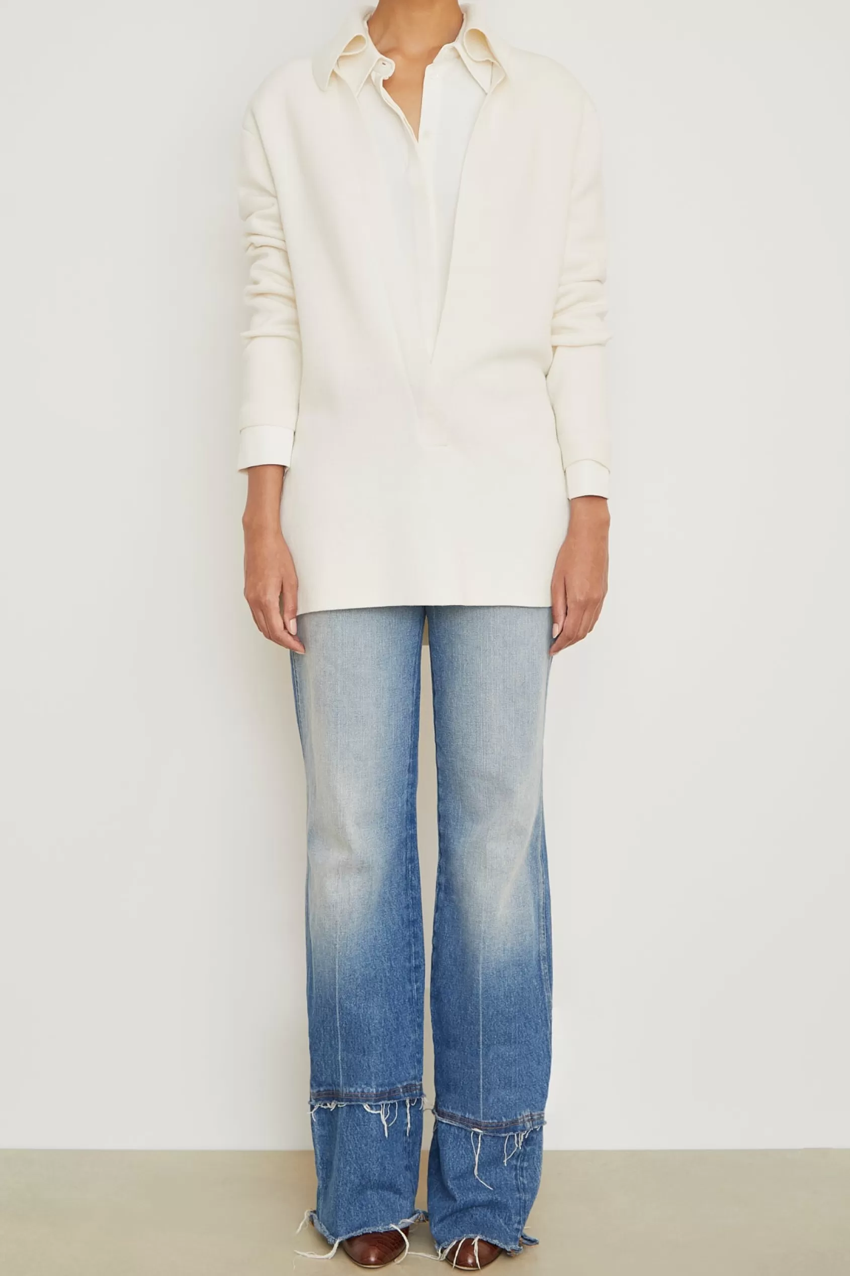 Knitwear<Brandon Maxwell The Luma Polo Top In Ivory