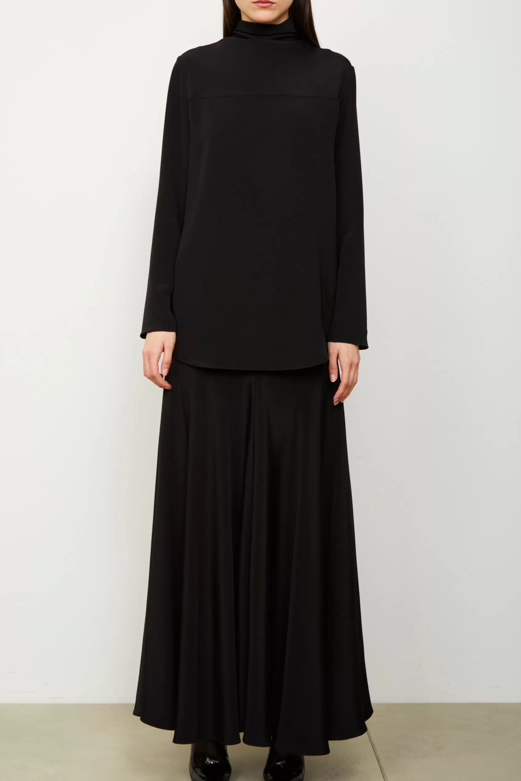 Tops<Brandon Maxwell The Luna High Cowl Neck Silk Blouse In Black