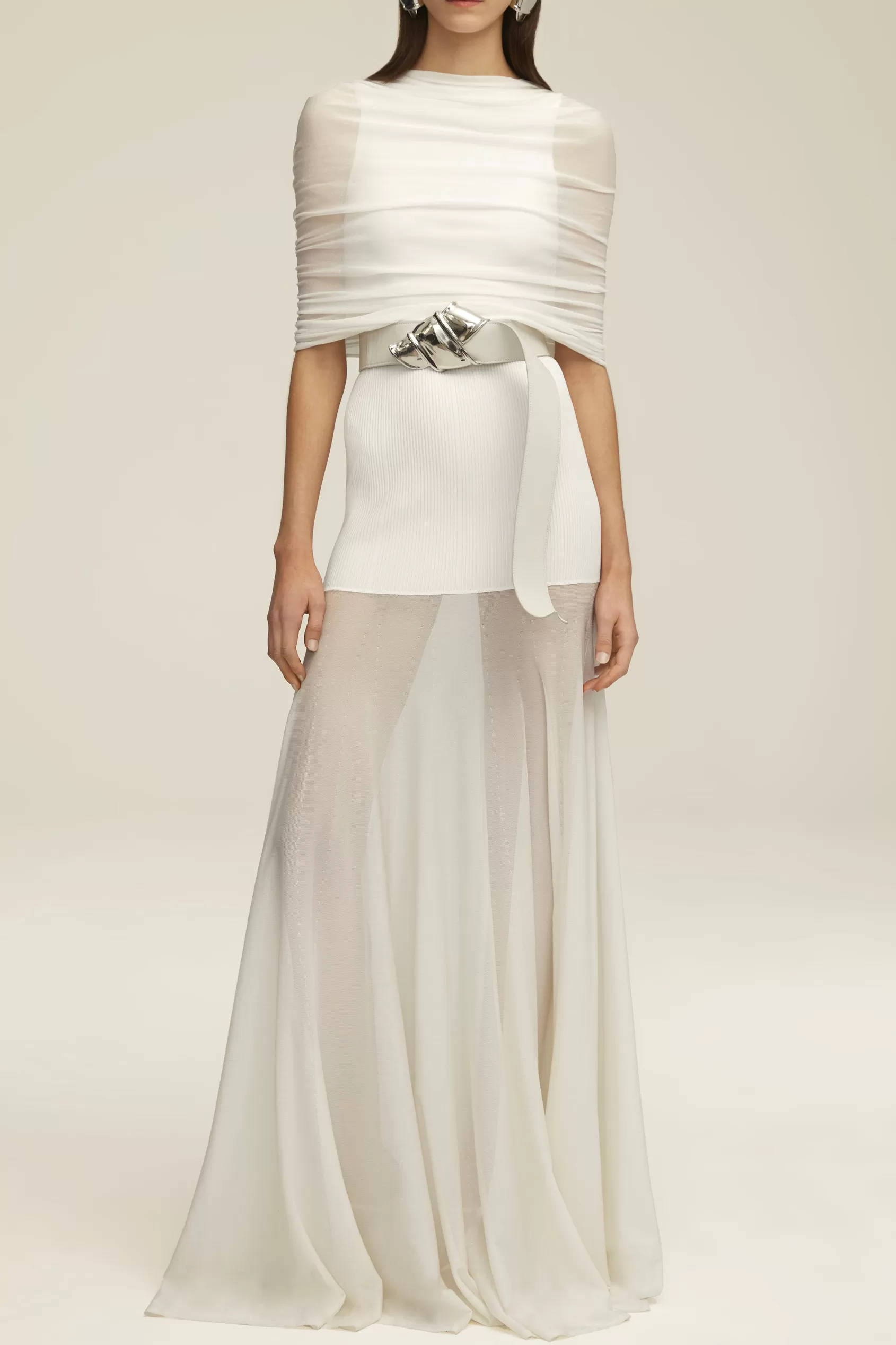 Knitwear | Tops<Brandon Maxwell The Lyra Shirred Knit Tee In Ivory