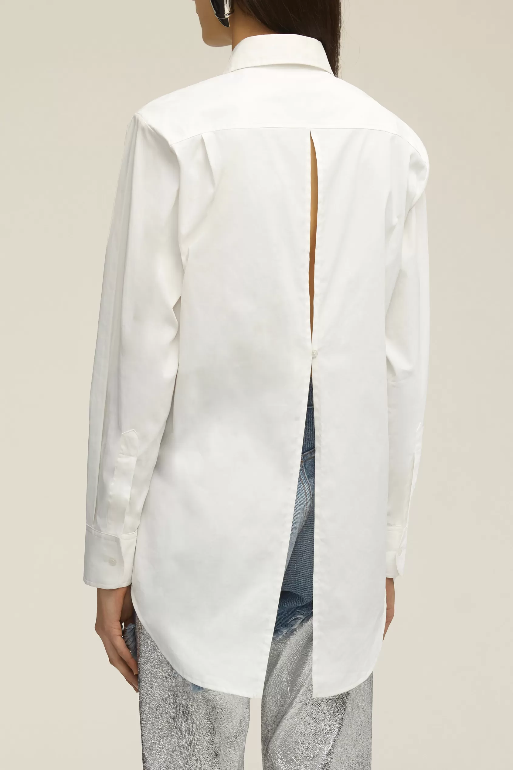 Tops<Brandon Maxwell The Mira Boyfriend Button Up With Split Back In White