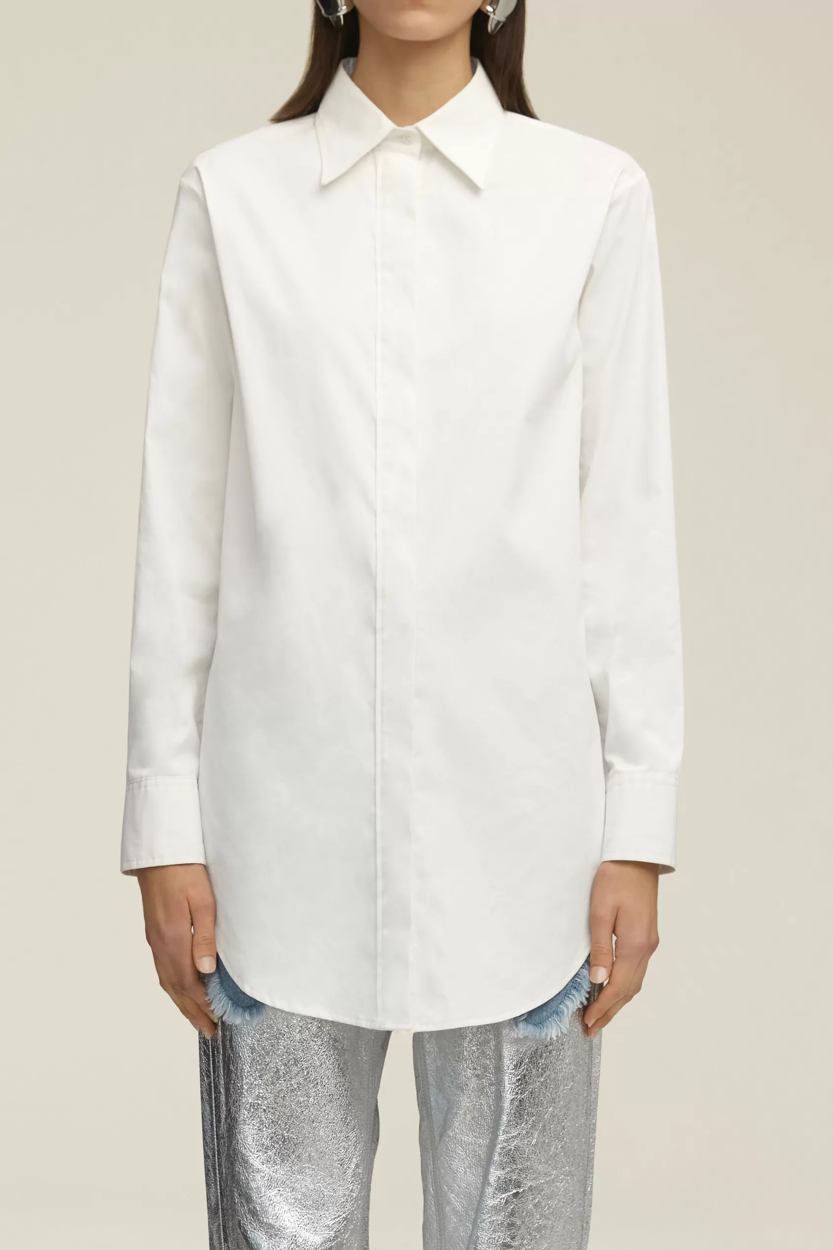 Tops<Brandon Maxwell The Mira Boyfriend Button Up With Split Back In White