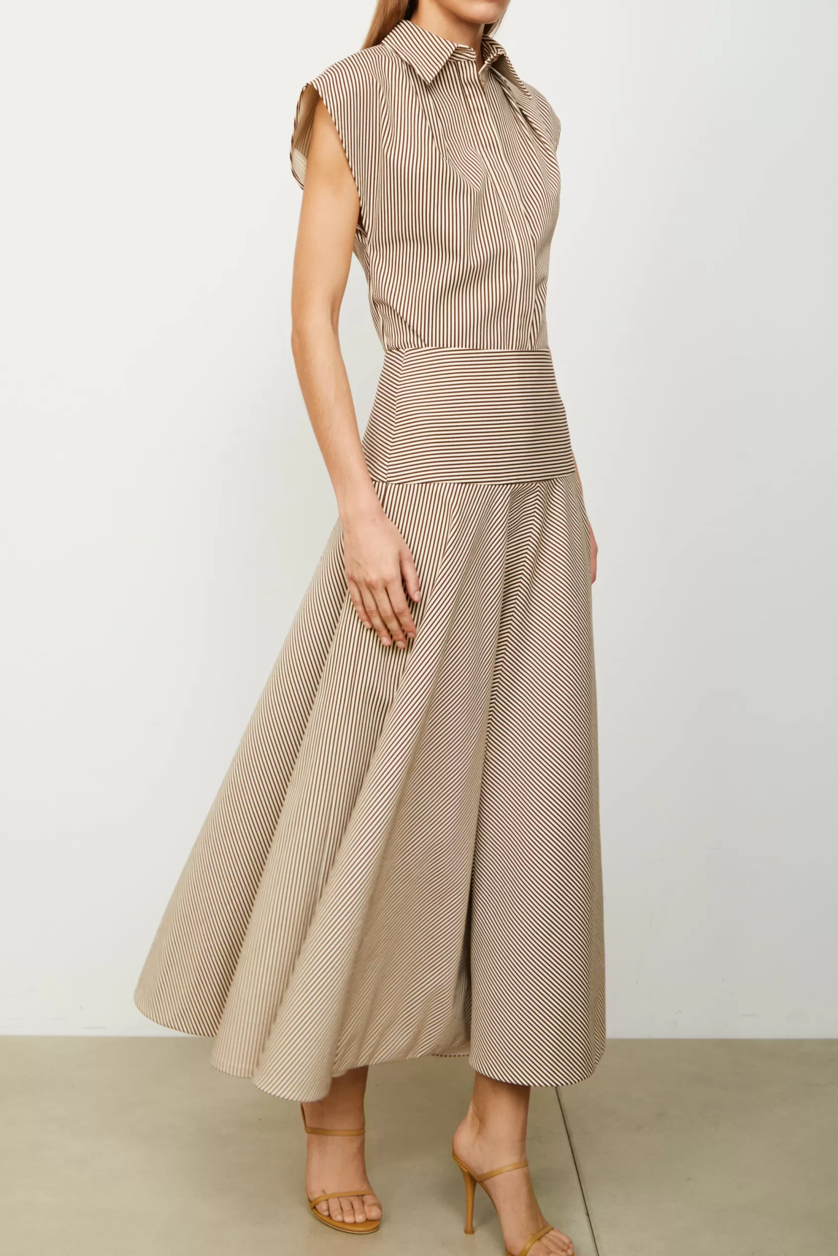 Bottoms<Brandon Maxwell The Poppy Skirt In Chocolate Stripe