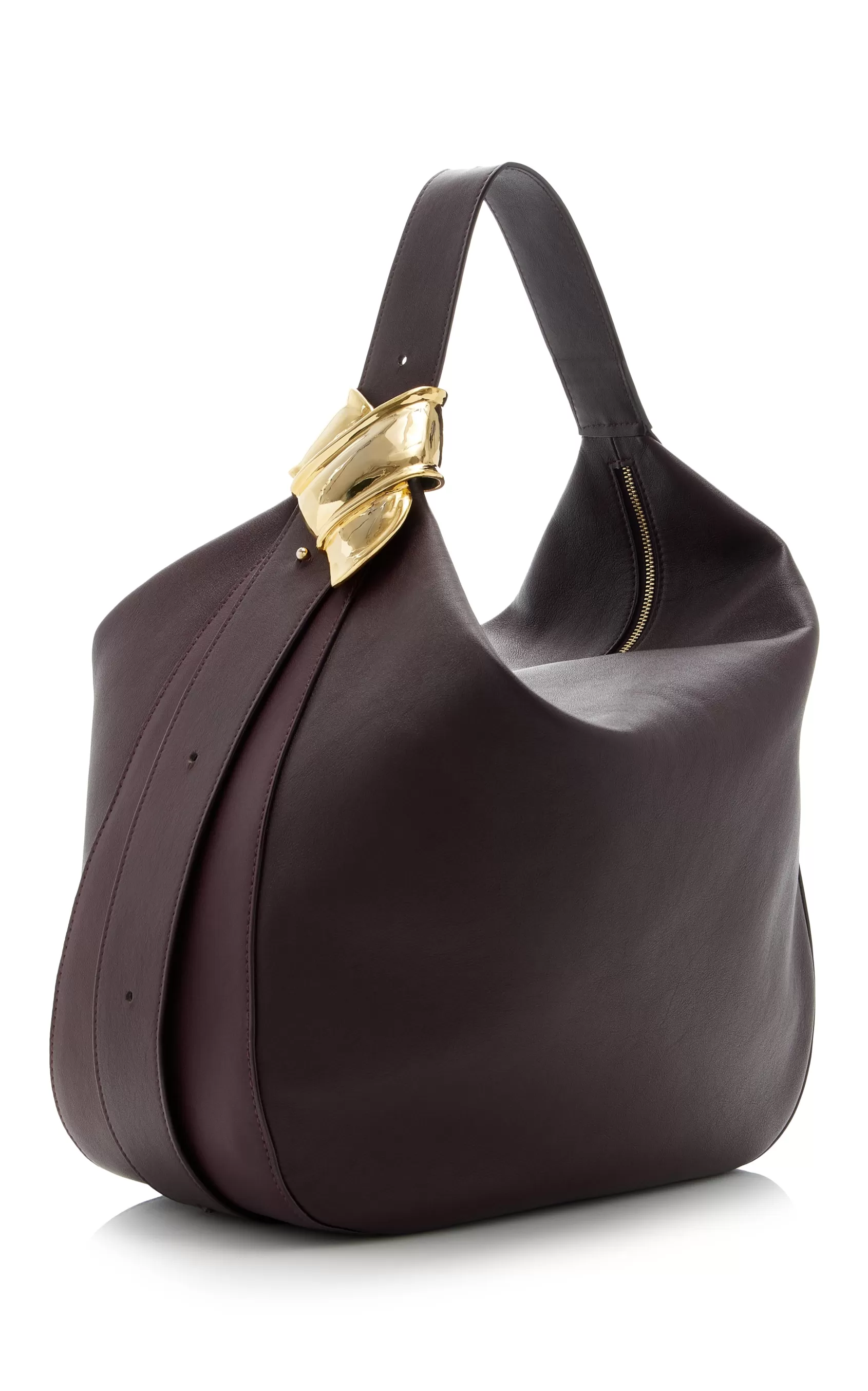 Bags<Brandon Maxwell The Stella Large Hobo Bag In Burgundy And Gold Burgundy Gold