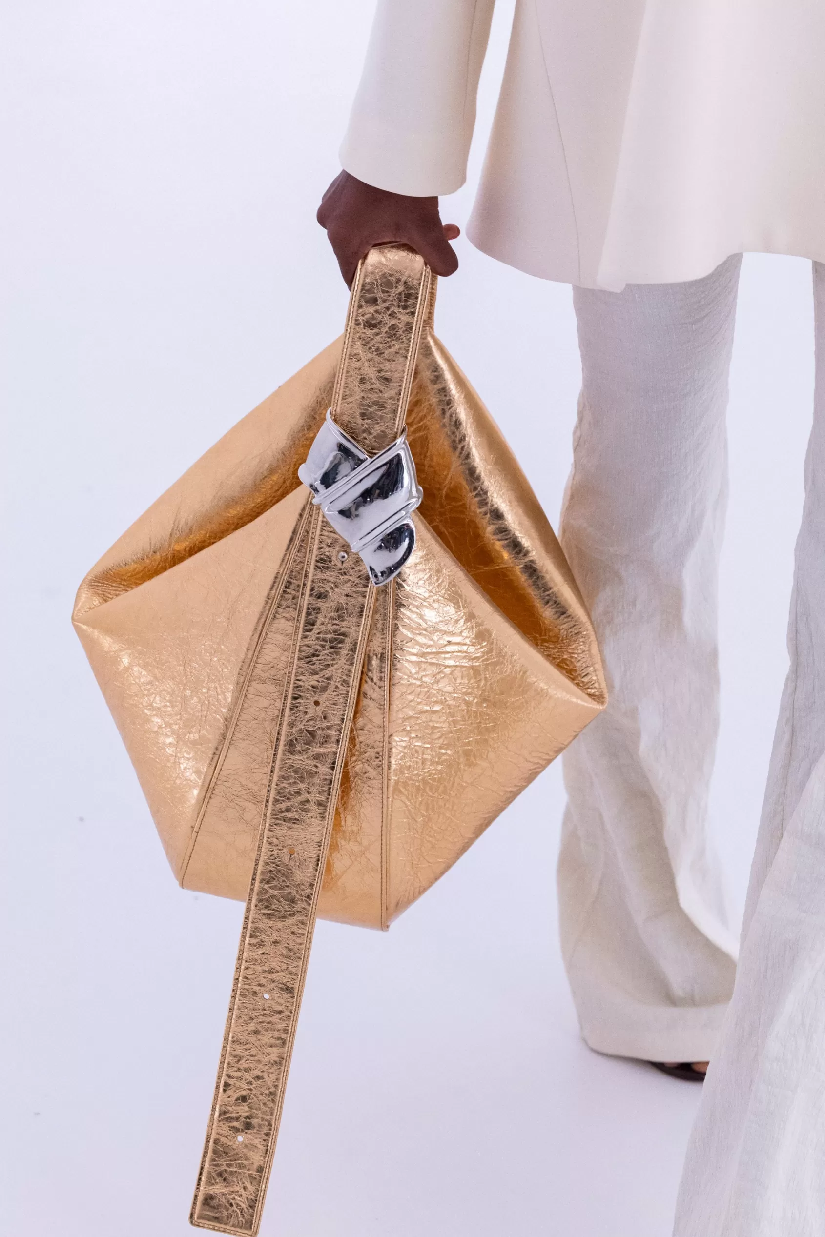 Bags<Brandon Maxwell The Stella Large Hobo Bag In Gold And Silver Gold Silver