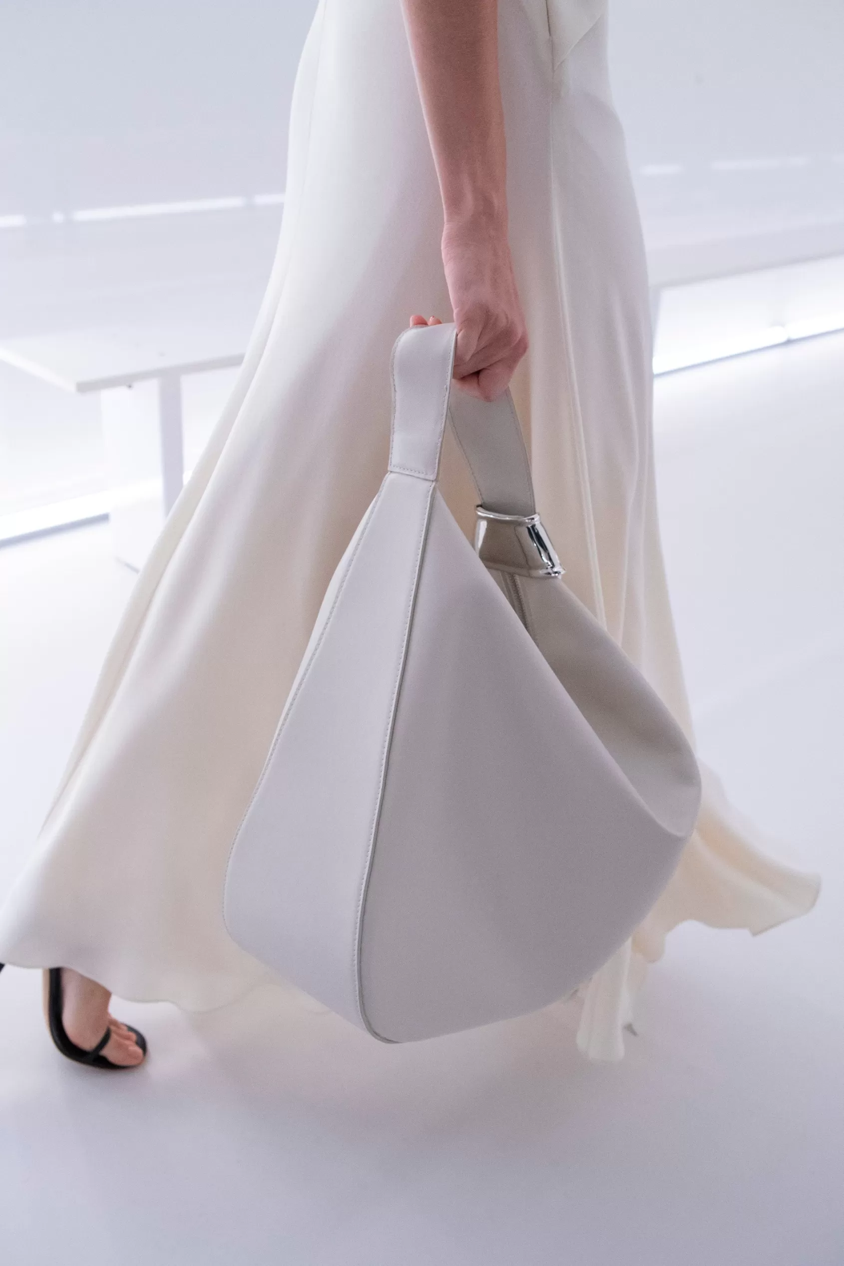 Bags<Brandon Maxwell The Stella Large Hobo Bag In Oyster And Silver Oyster Silver