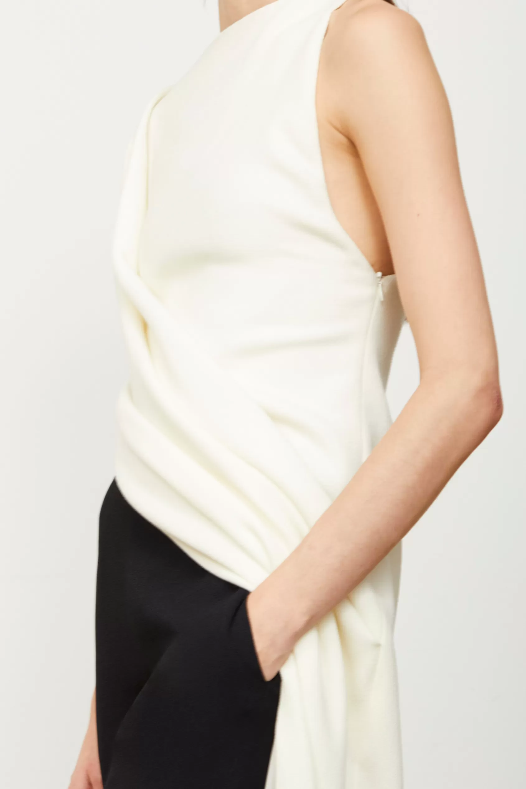 Tops<Brandon Maxwell The Tate Boat Neck Column Gown Top In Ivory