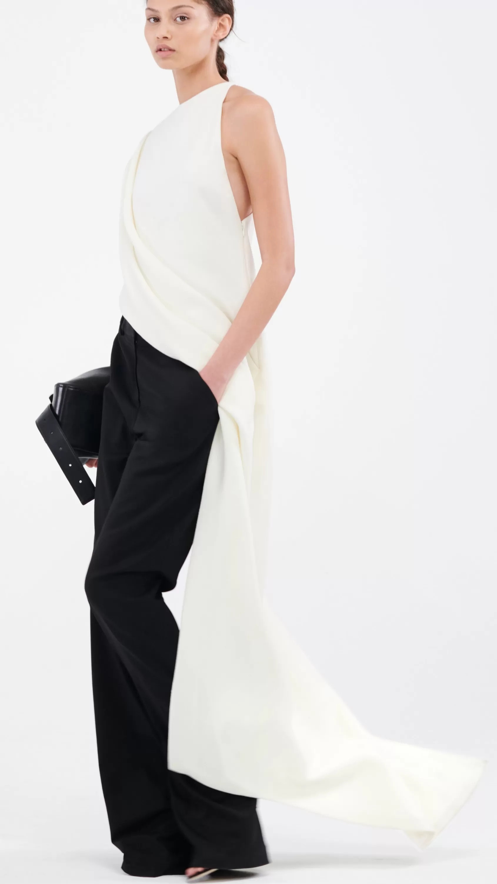Tops<Brandon Maxwell The Tate Boat Neck Column Gown Top In Ivory