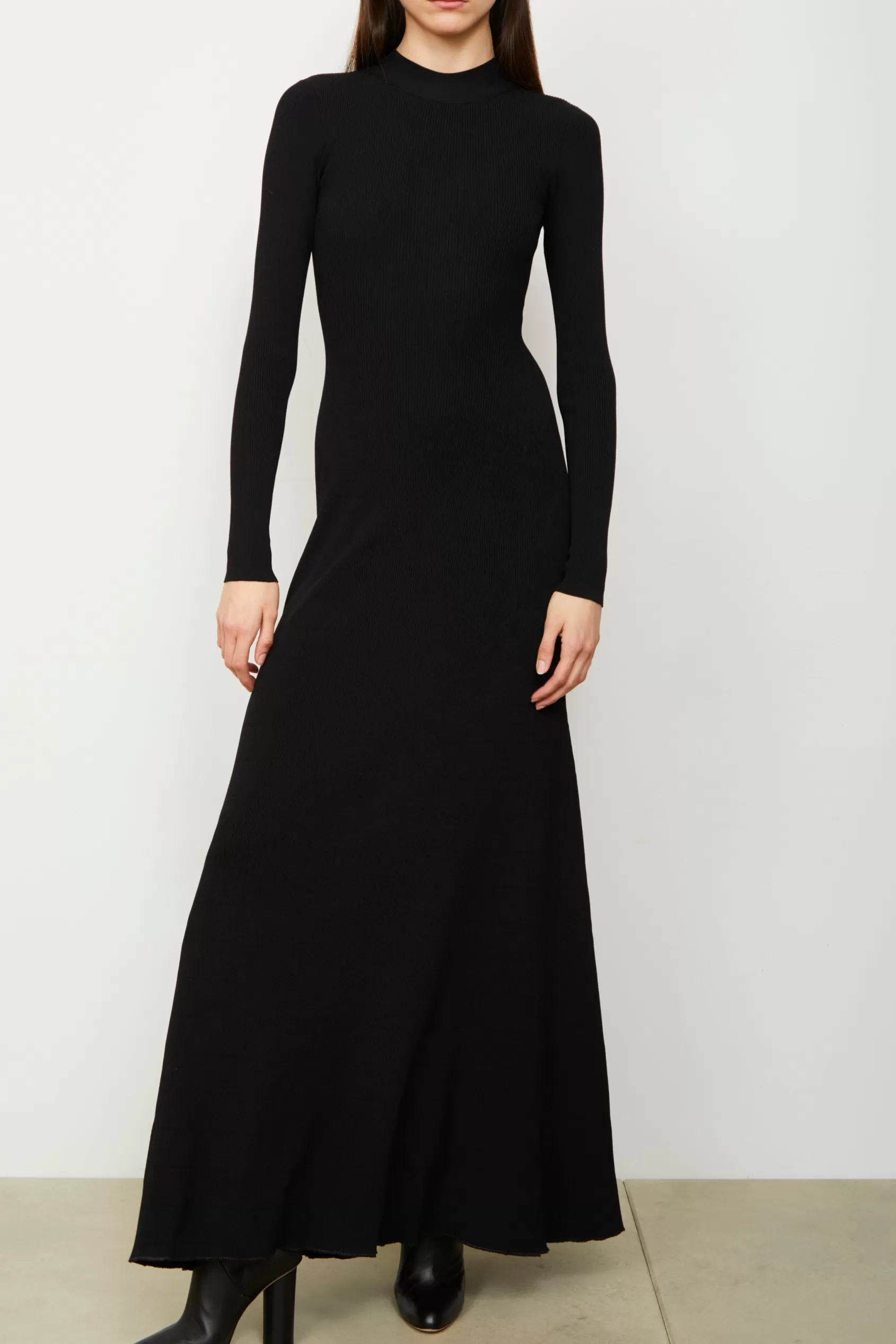 Dresses | Knitwear<Brandon Maxwell The Vanessa Long Sleeve Knit Dress In Black