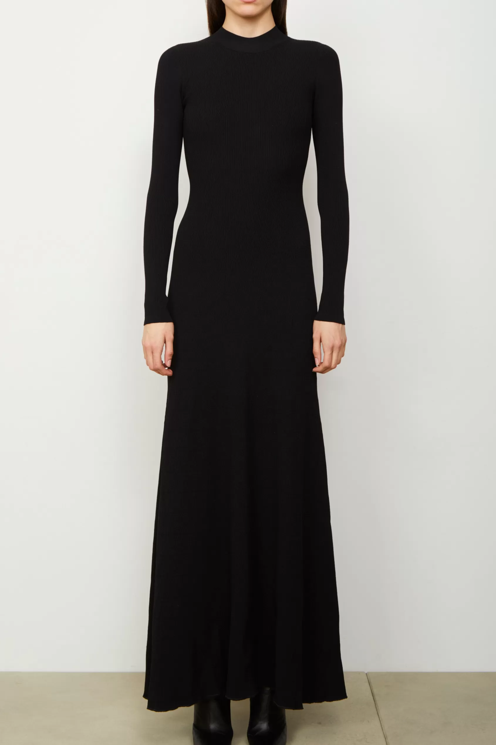 Dresses | Knitwear<Brandon Maxwell The Vanessa Long Sleeve Knit Dress In Black