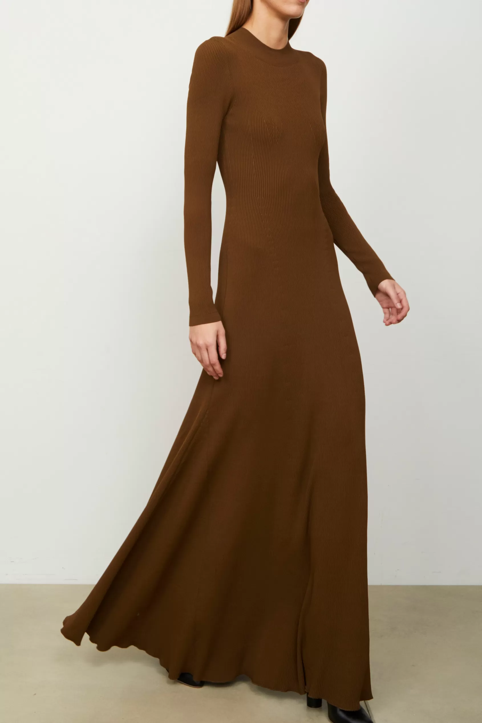 Dresses | Knitwear<Brandon Maxwell The Vanessa Long Sleeve Knit Dress In Desert Palm