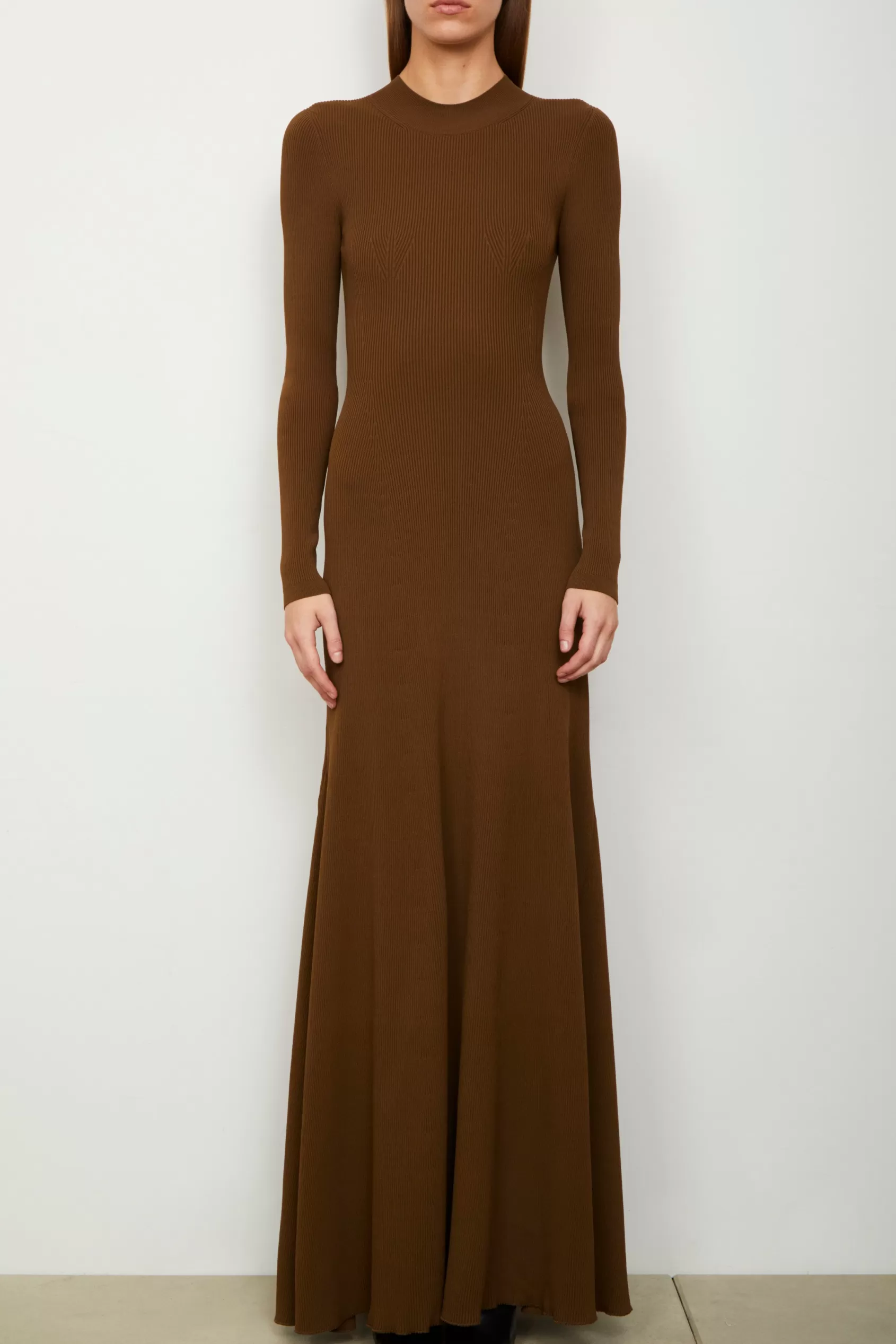 Dresses | Knitwear<Brandon Maxwell The Vanessa Long Sleeve Knit Dress In Desert Palm