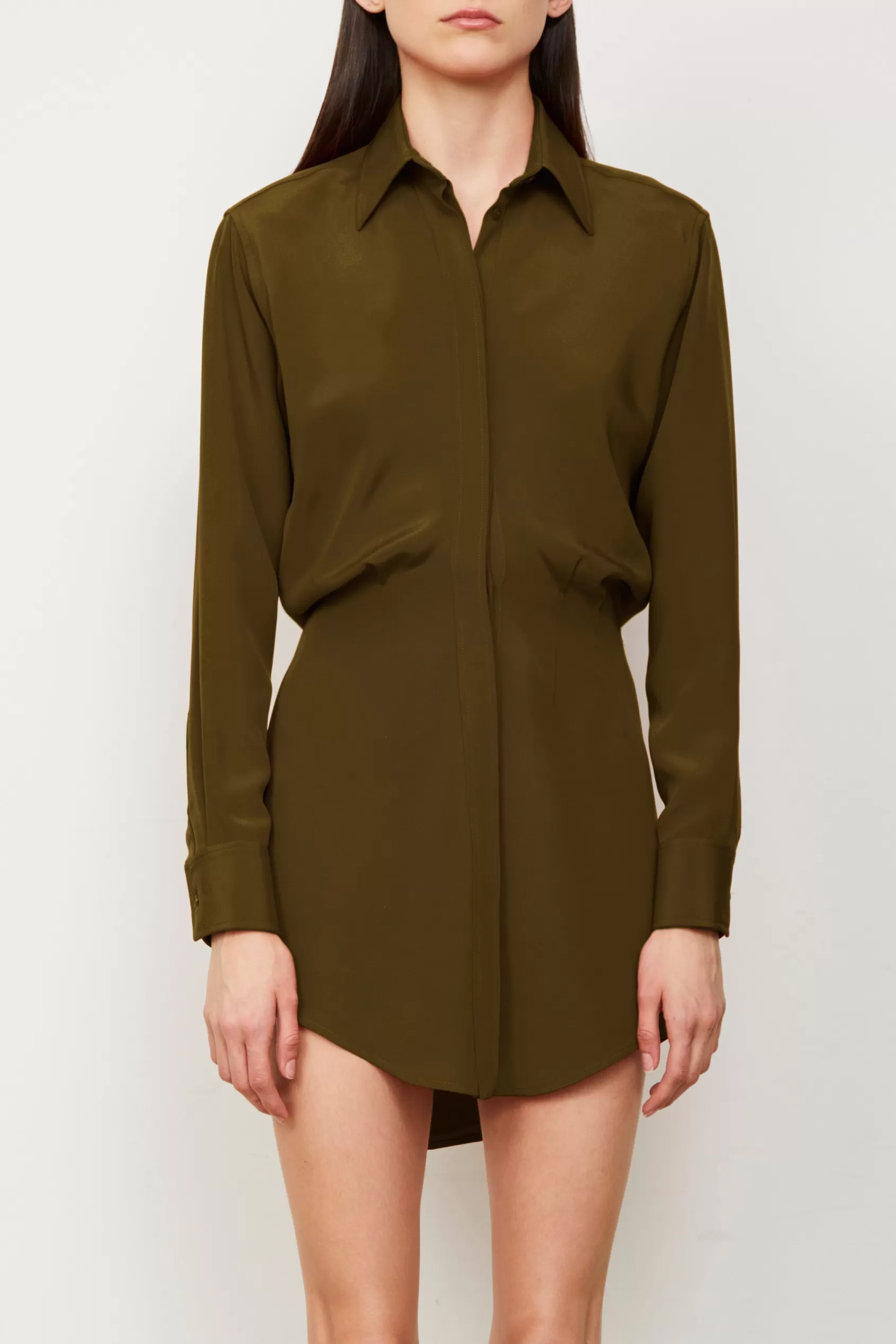 Dresses<Brandon Maxwell The Vera Shirt Dress In Olive Green