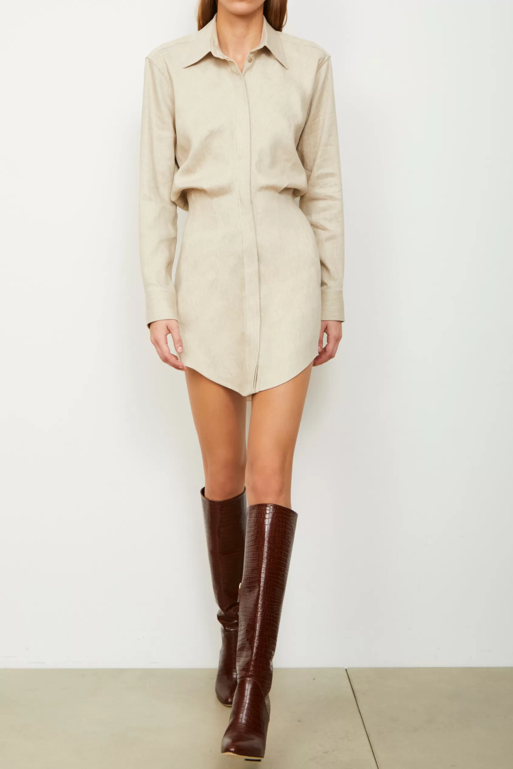 Dresses<Brandon Maxwell The Vera Shirt Dress In Sand
