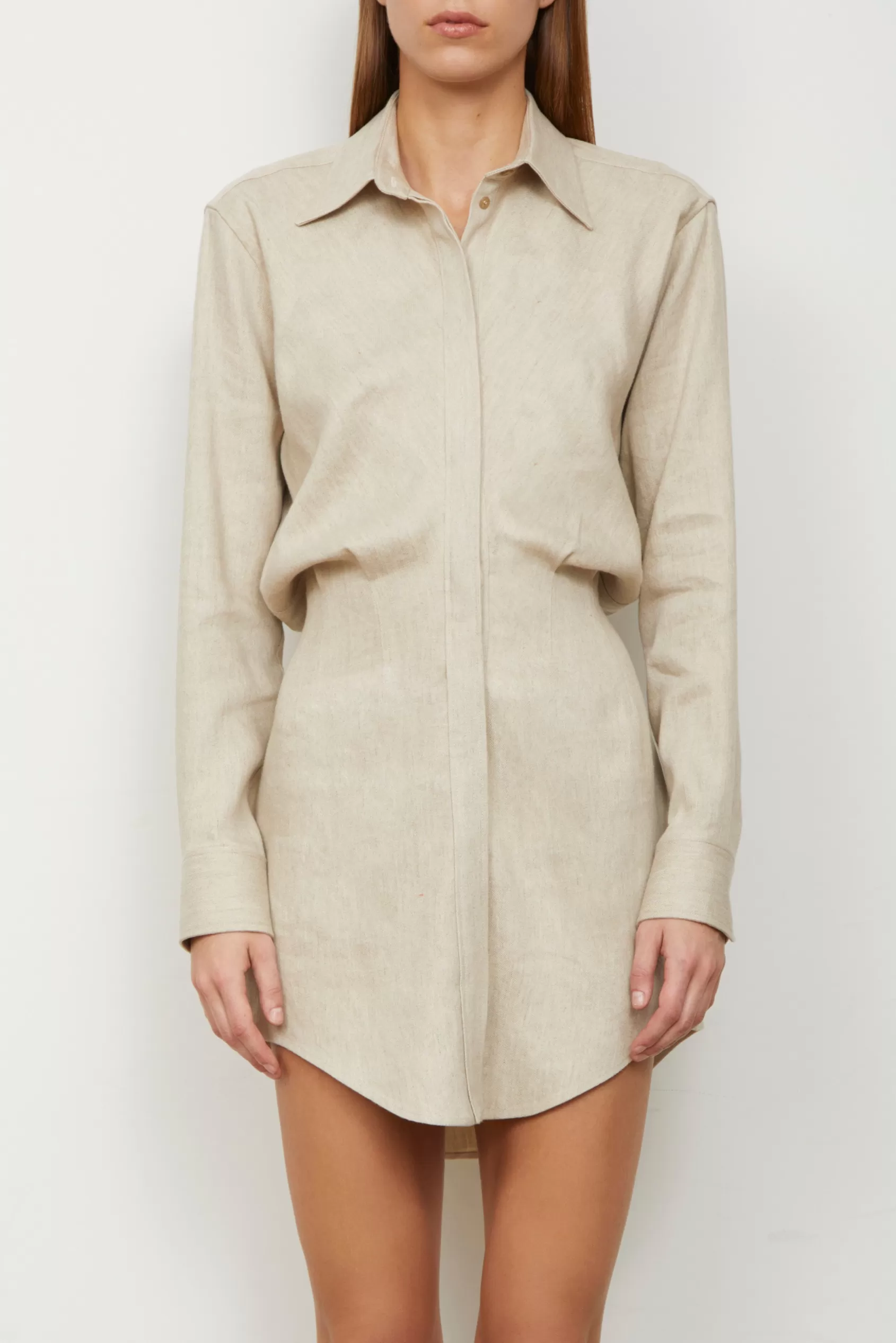Dresses<Brandon Maxwell The Vera Shirt Dress In Sand